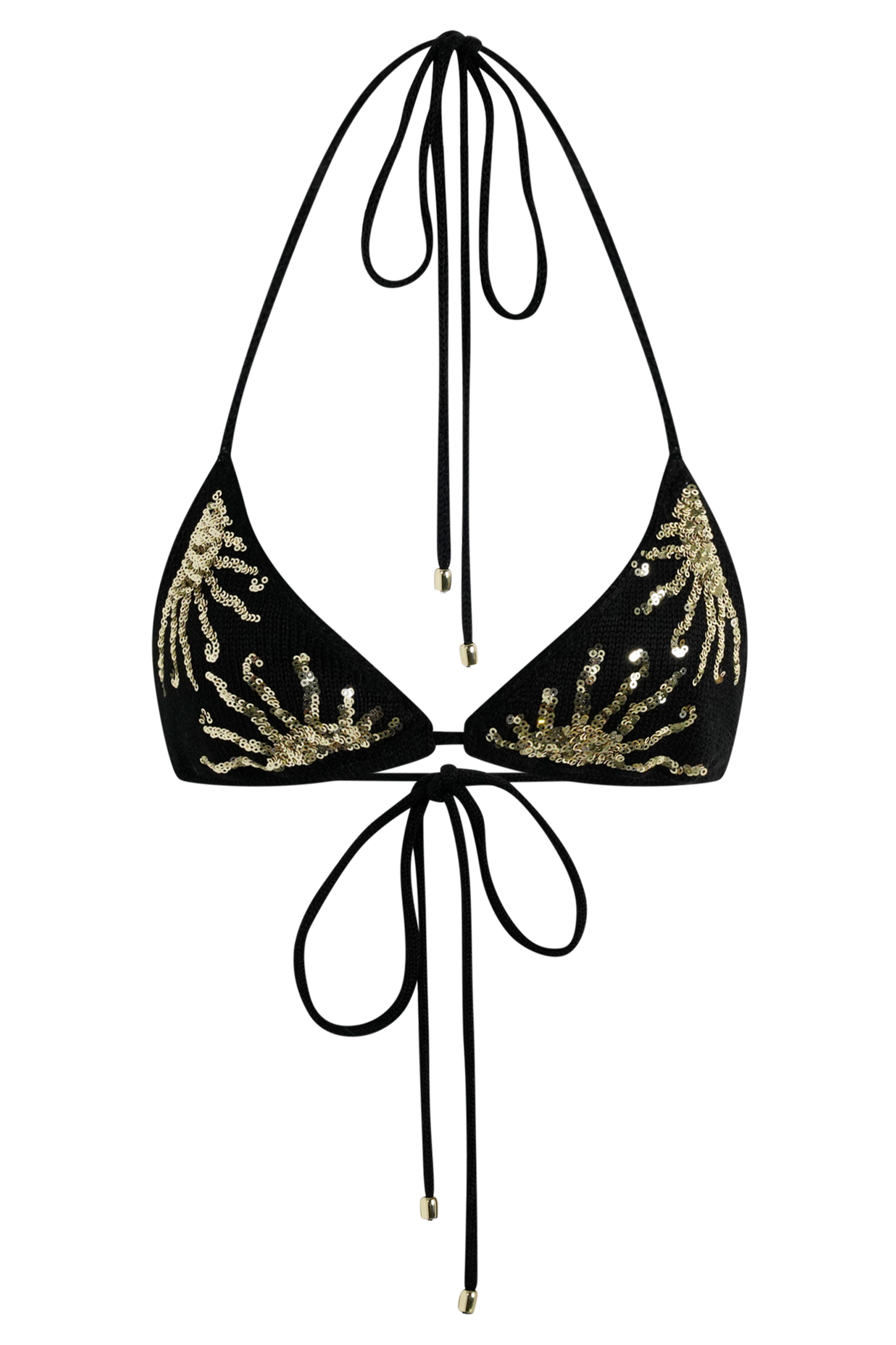 Huntleigh Crochet Bikini Top - Black & Gold Sunshine Print