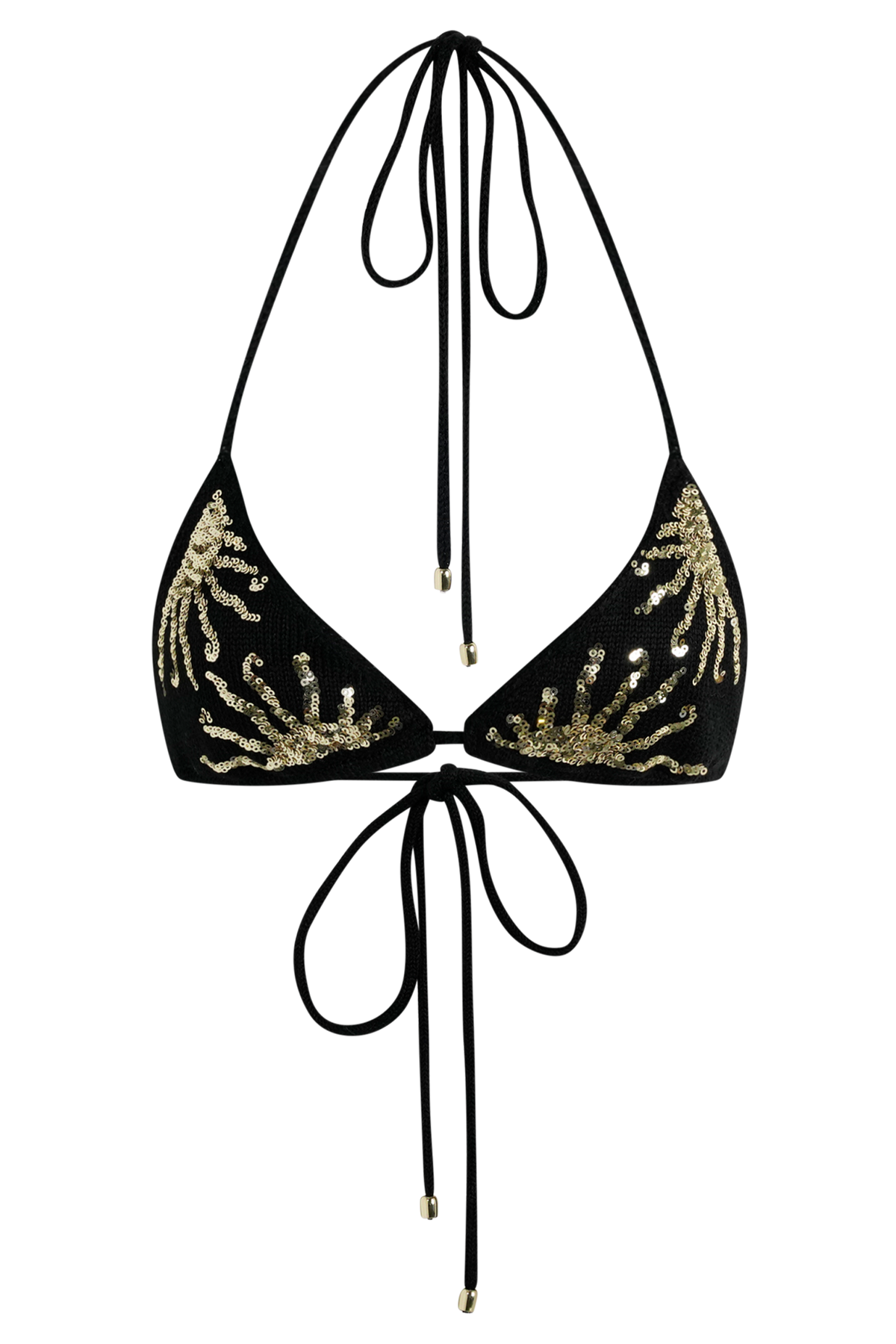 Huntleigh Crochet Bikini Top - Black & Gold Sunshine Print #10