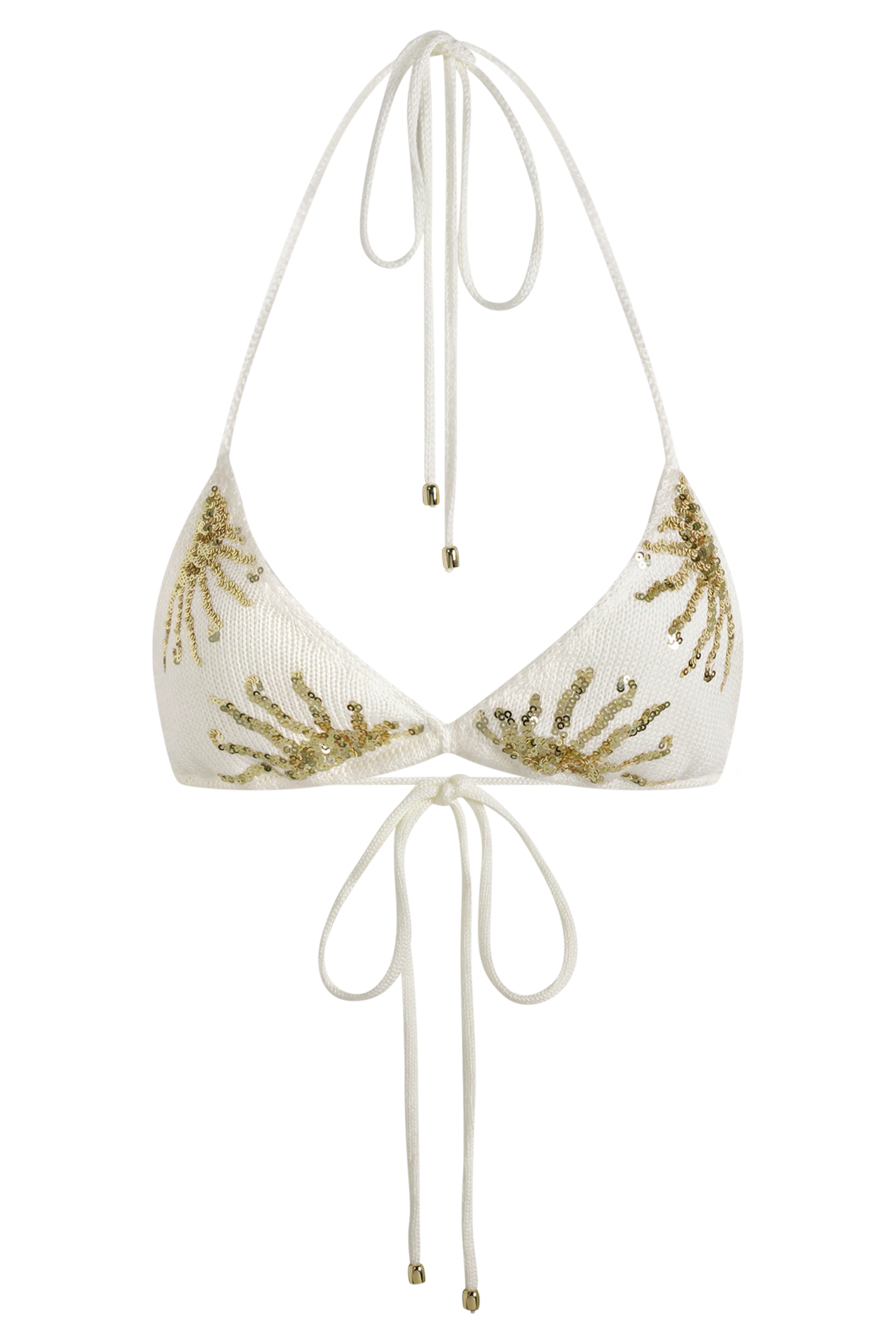 Huntleigh Crochet Bikini Top - White & Gold Sunshine Print #10