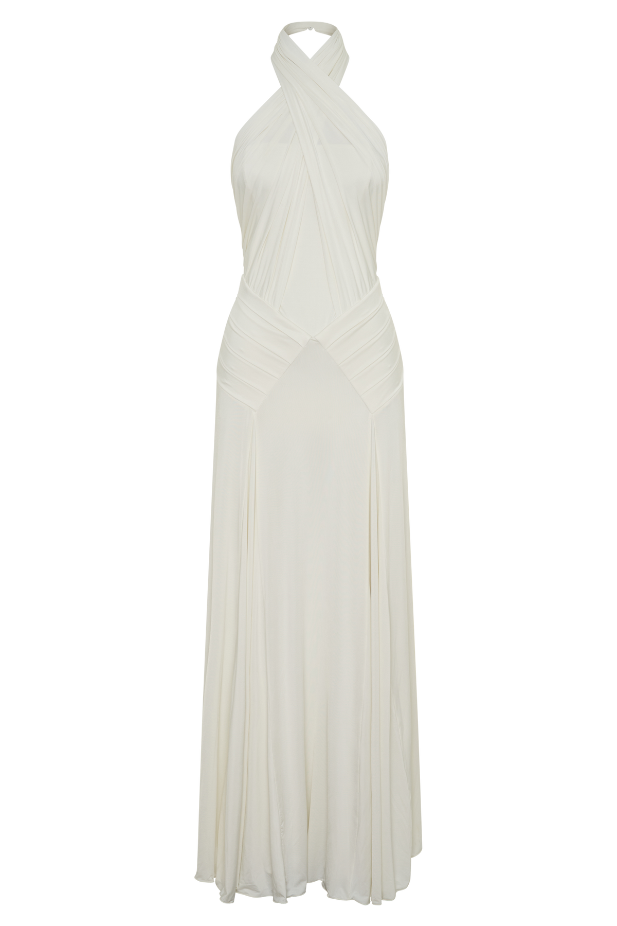 Indira Gathered Slinky Halter Maxi Dress - Ivory #9