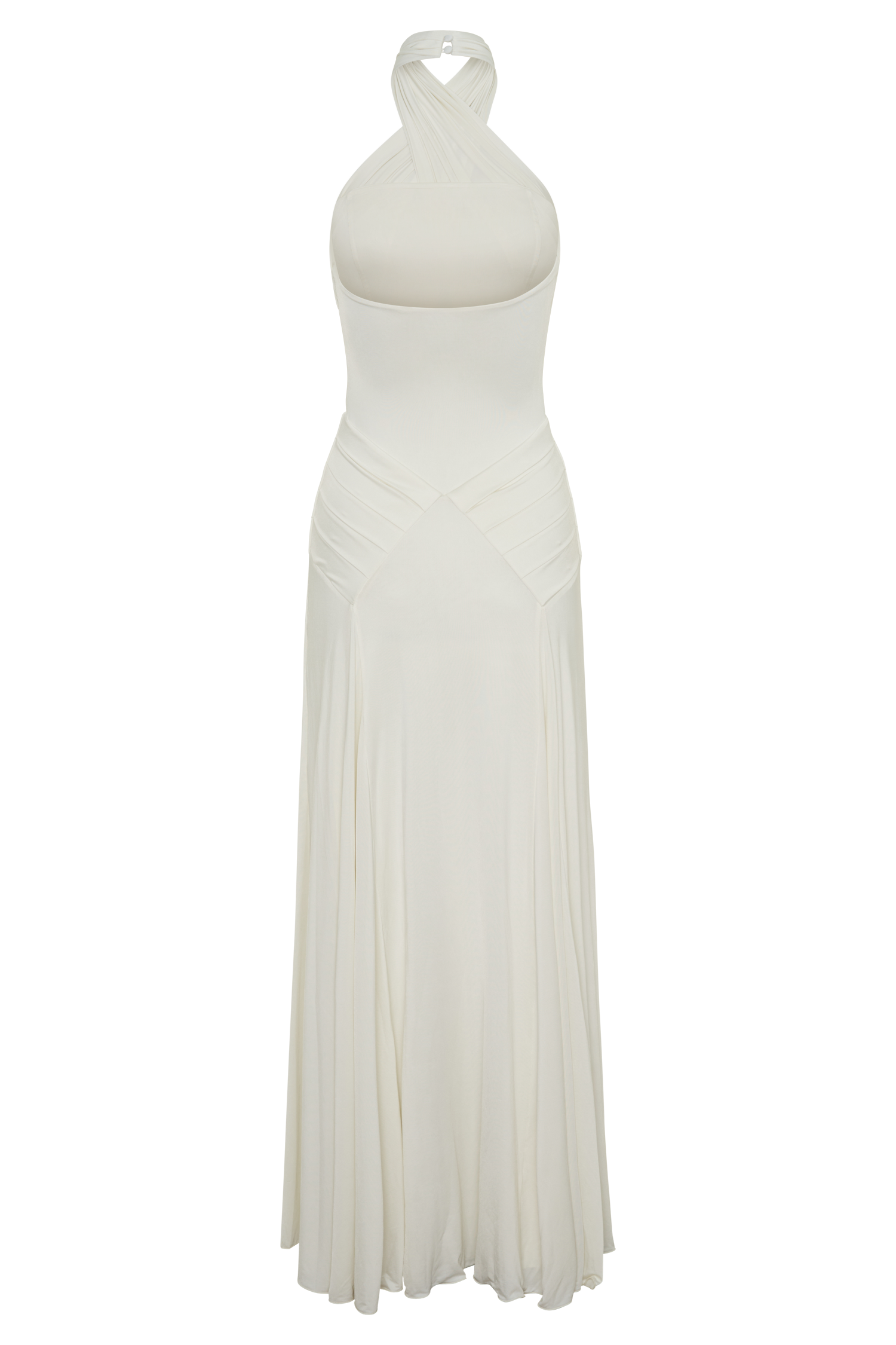 Indira Gathered Slinky Halter Maxi Dress - Ivory #8