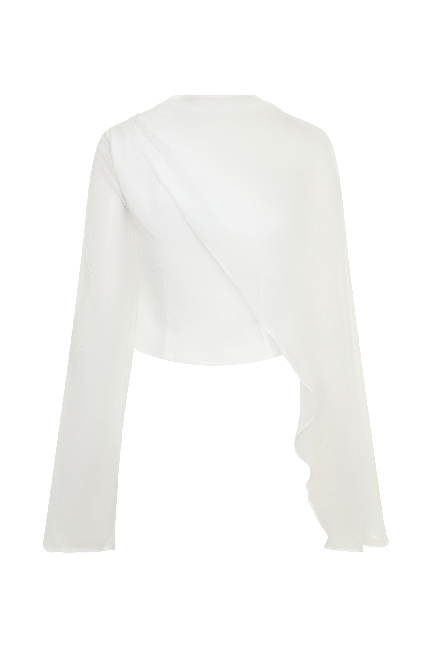 Ida Sheer Asymmetrical Long Sleeve Cape - White #8