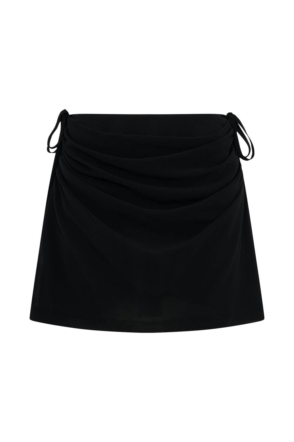 Indie Draped Chiffon Mini Skirt - Black #9