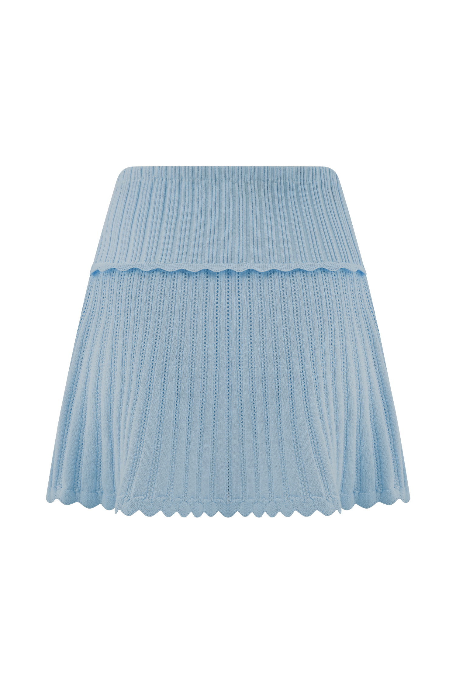 Indy Pointelle Knit Mini Skirt - Cornflower Blue #8