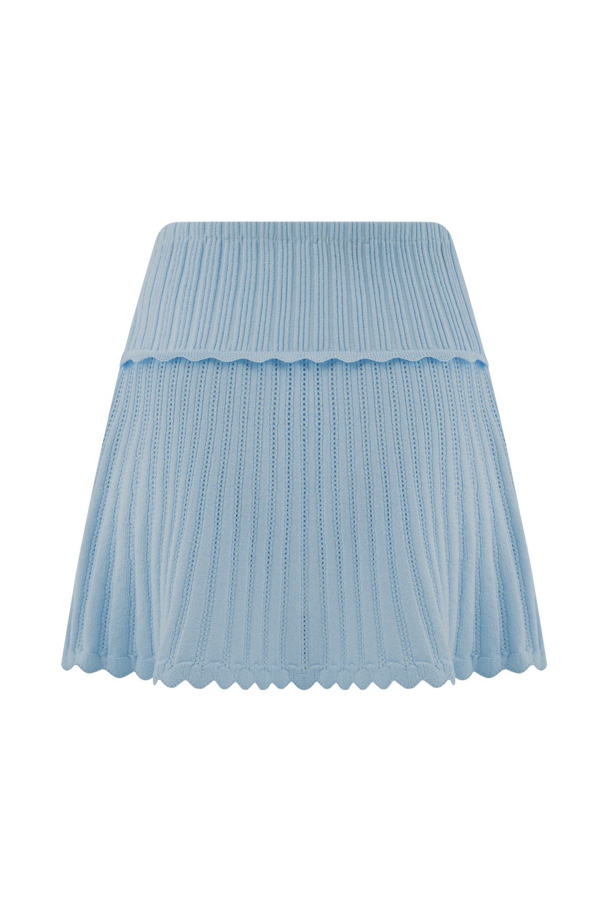 Indy Pointelle Knit Mini Skirt - Cornflower Blue