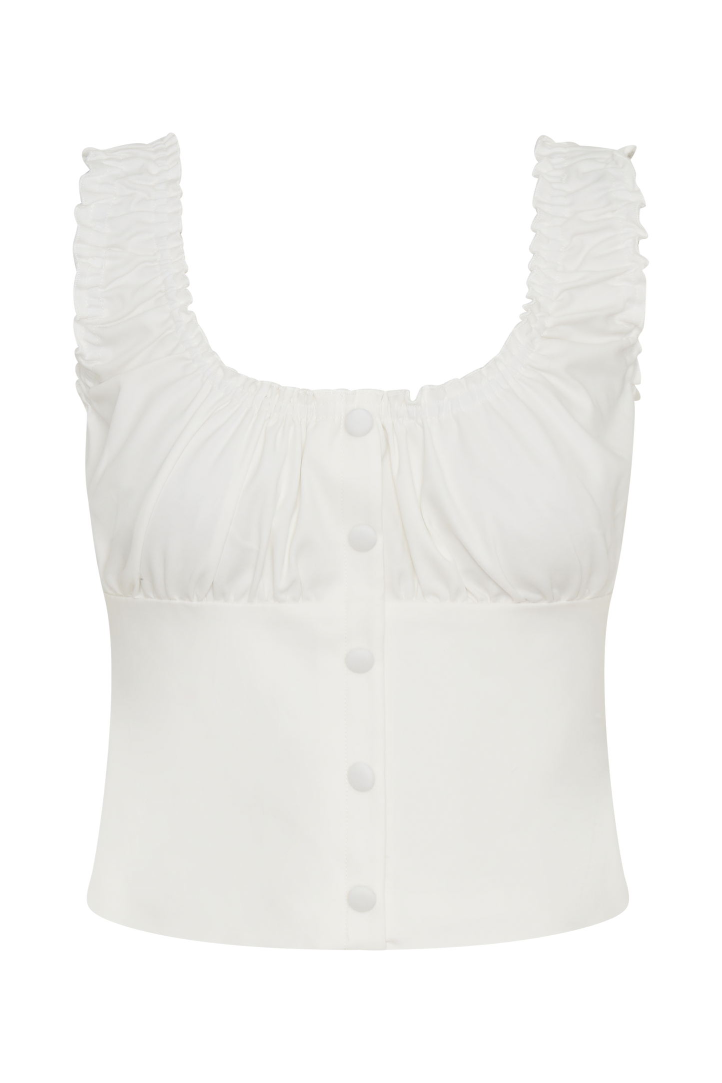 Ines Sleeveless Ruched Top - White