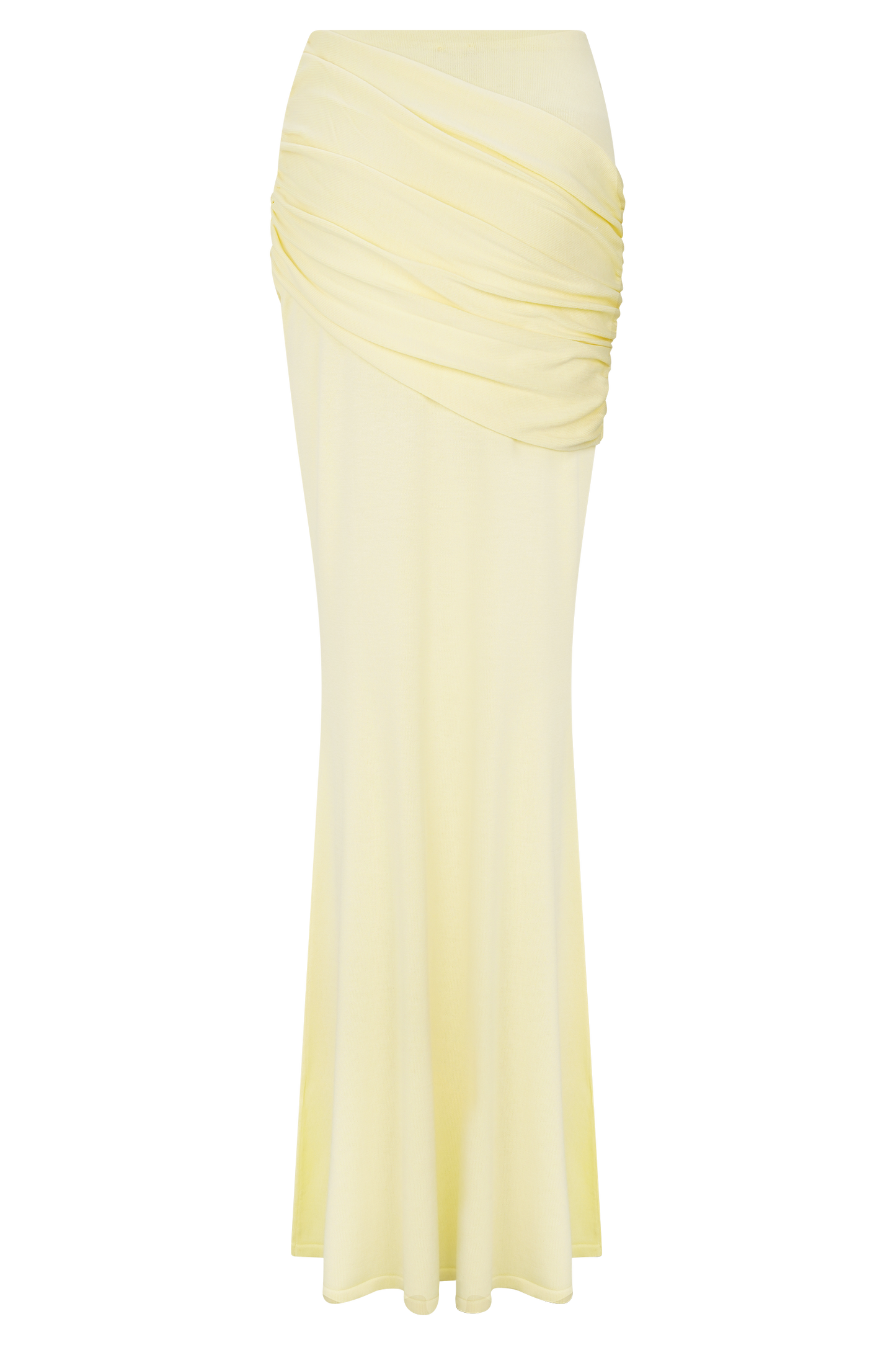 Irene Gathered Knit Maxi Skirt - Lemon