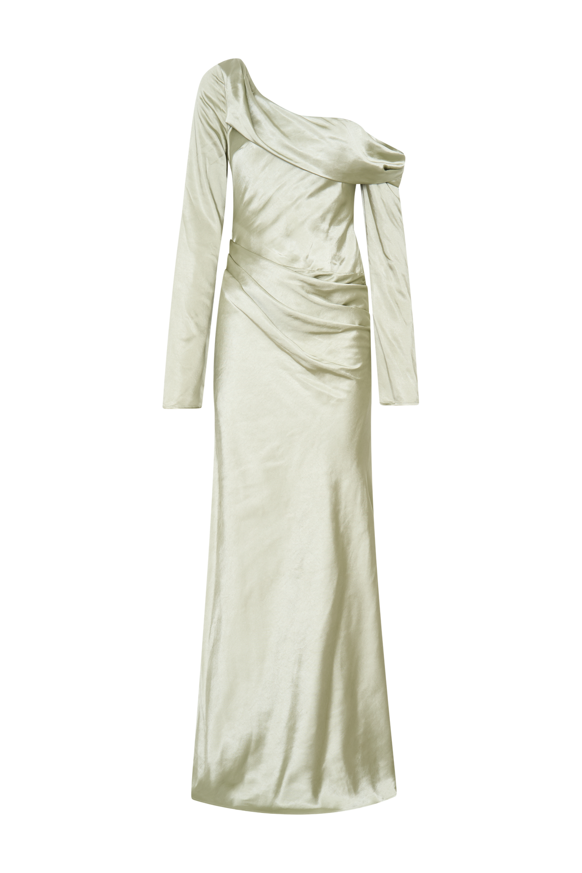 Iris Long Sleeve Satin Maxi Dress - Sage #13