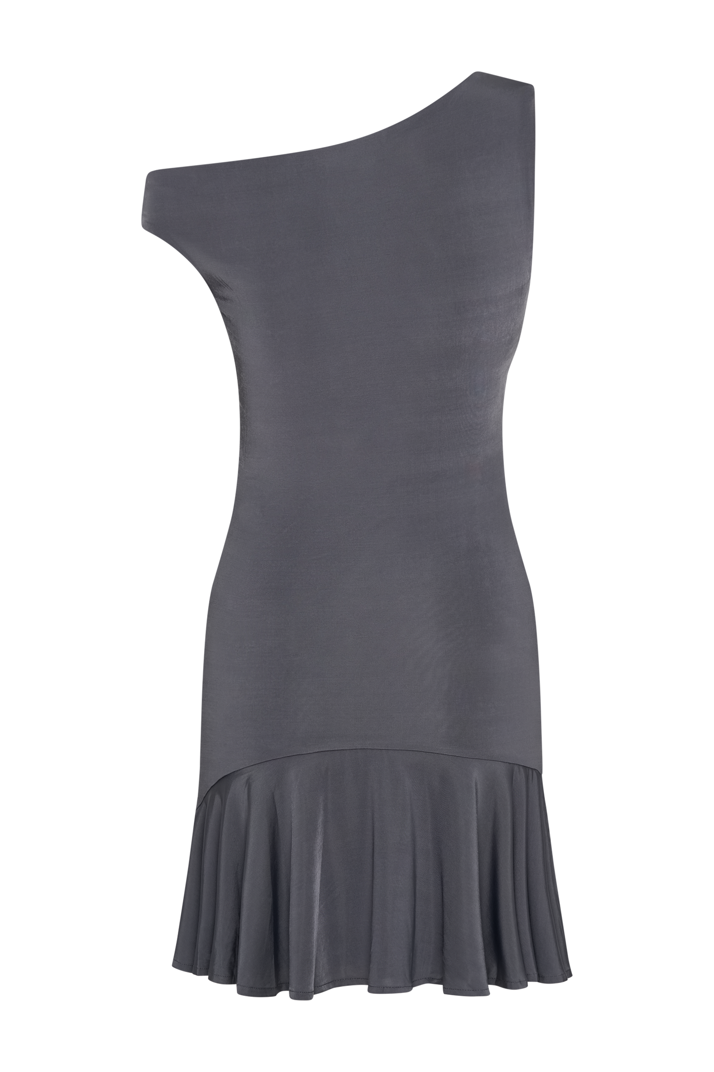 Irving Off Shoulder Slinky Mini Dress - Dark Charcoal