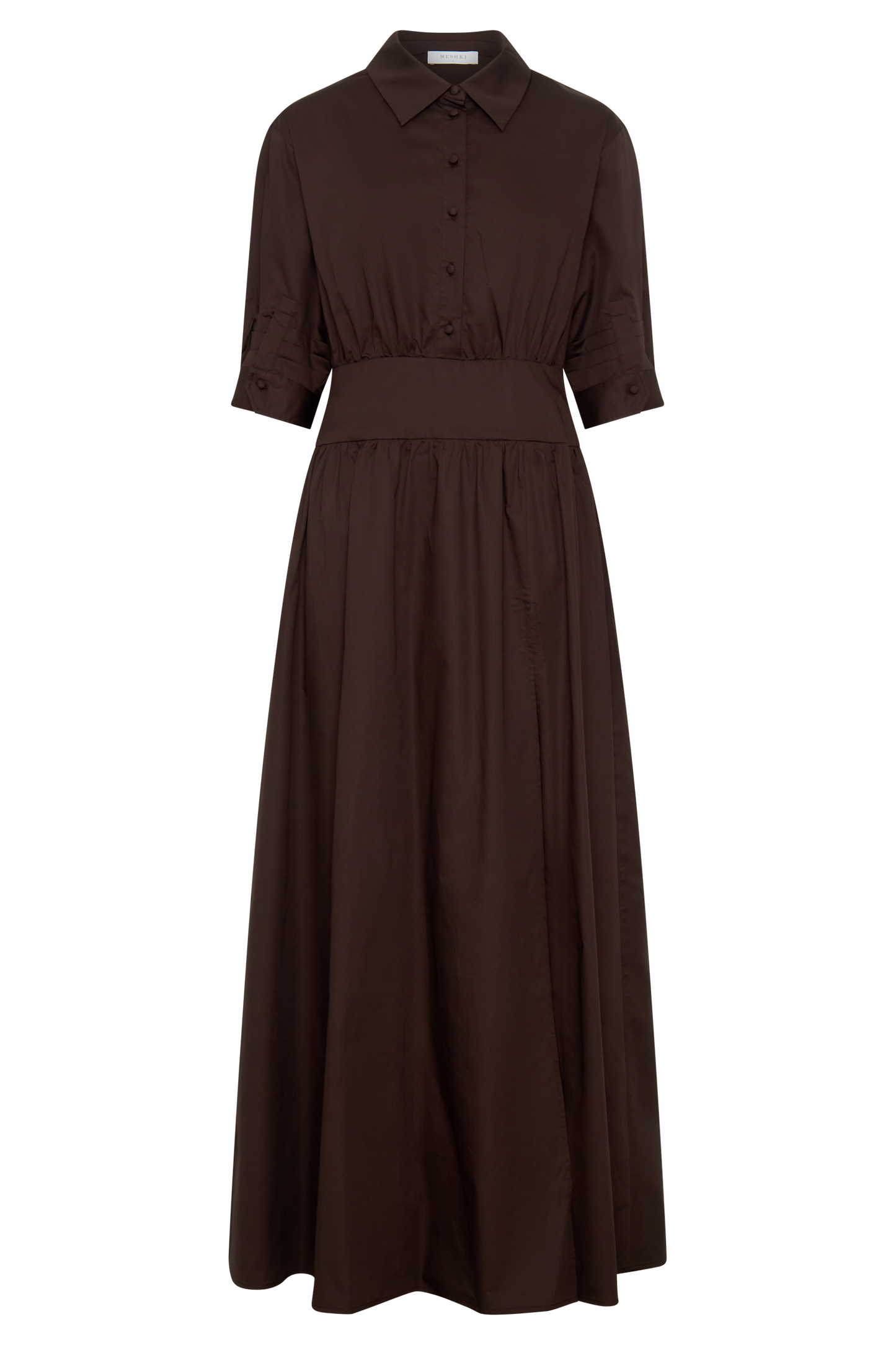Isolde Long Sleeve Cotton Maxi Dress - Dark Chocolate