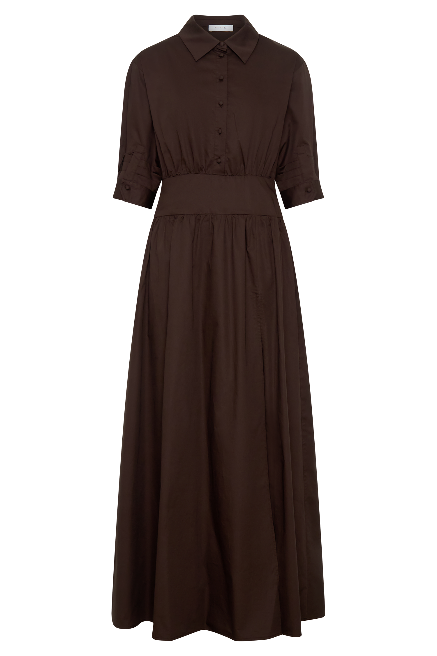 Isolde Long Sleeve Cotton Maxi Dress - Dark Chocolate #14