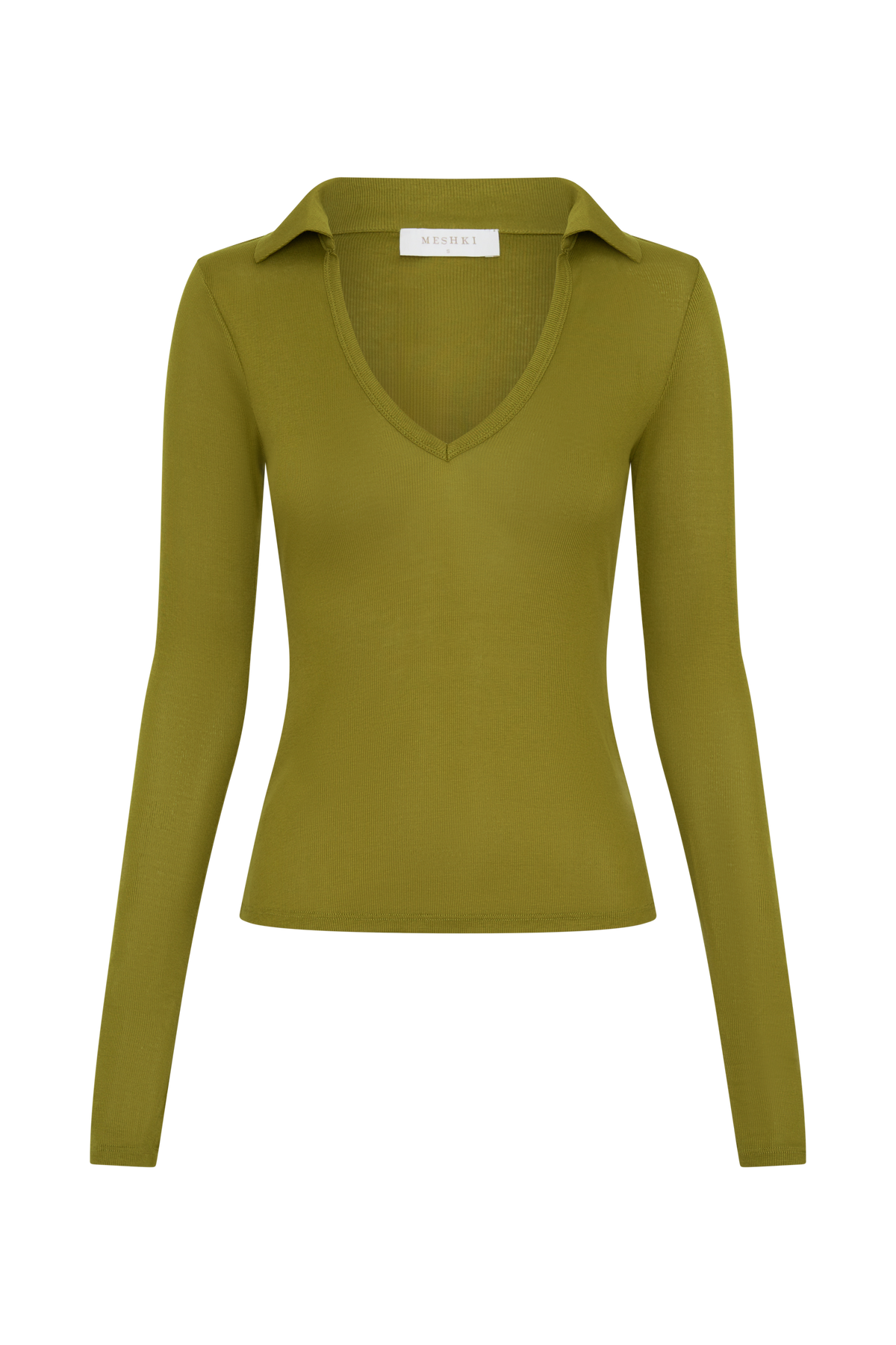 Jessina Collared Long Sleeve Top - Olive