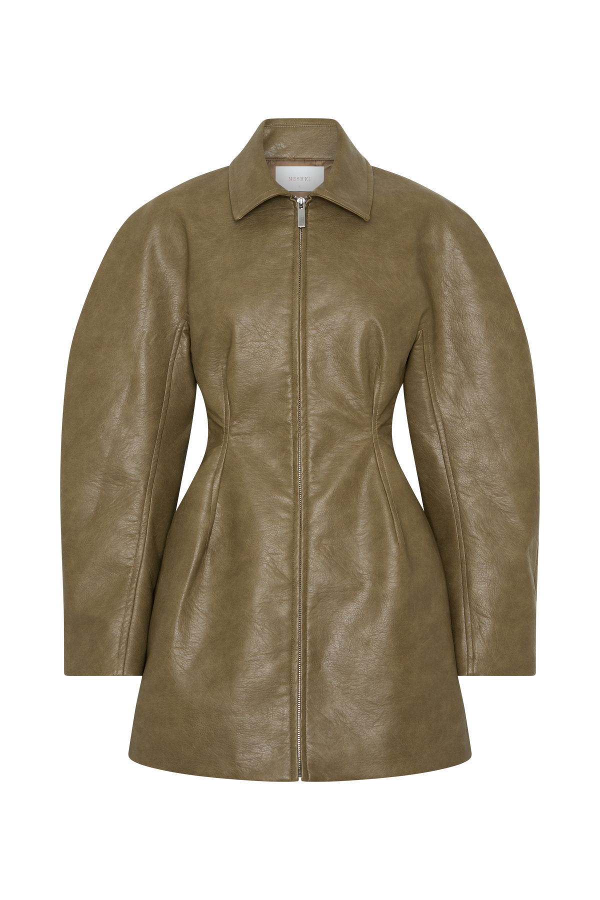 Jordana Faux Leather Mini Dress - Khaki #9