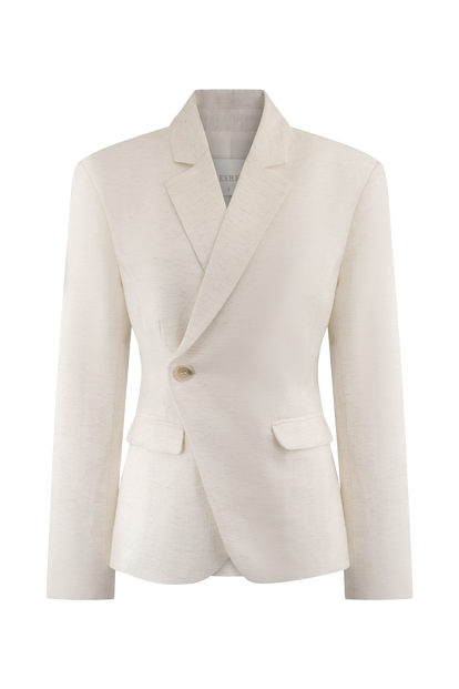 Jameson Cinched Linen Blazer - Oat Marle