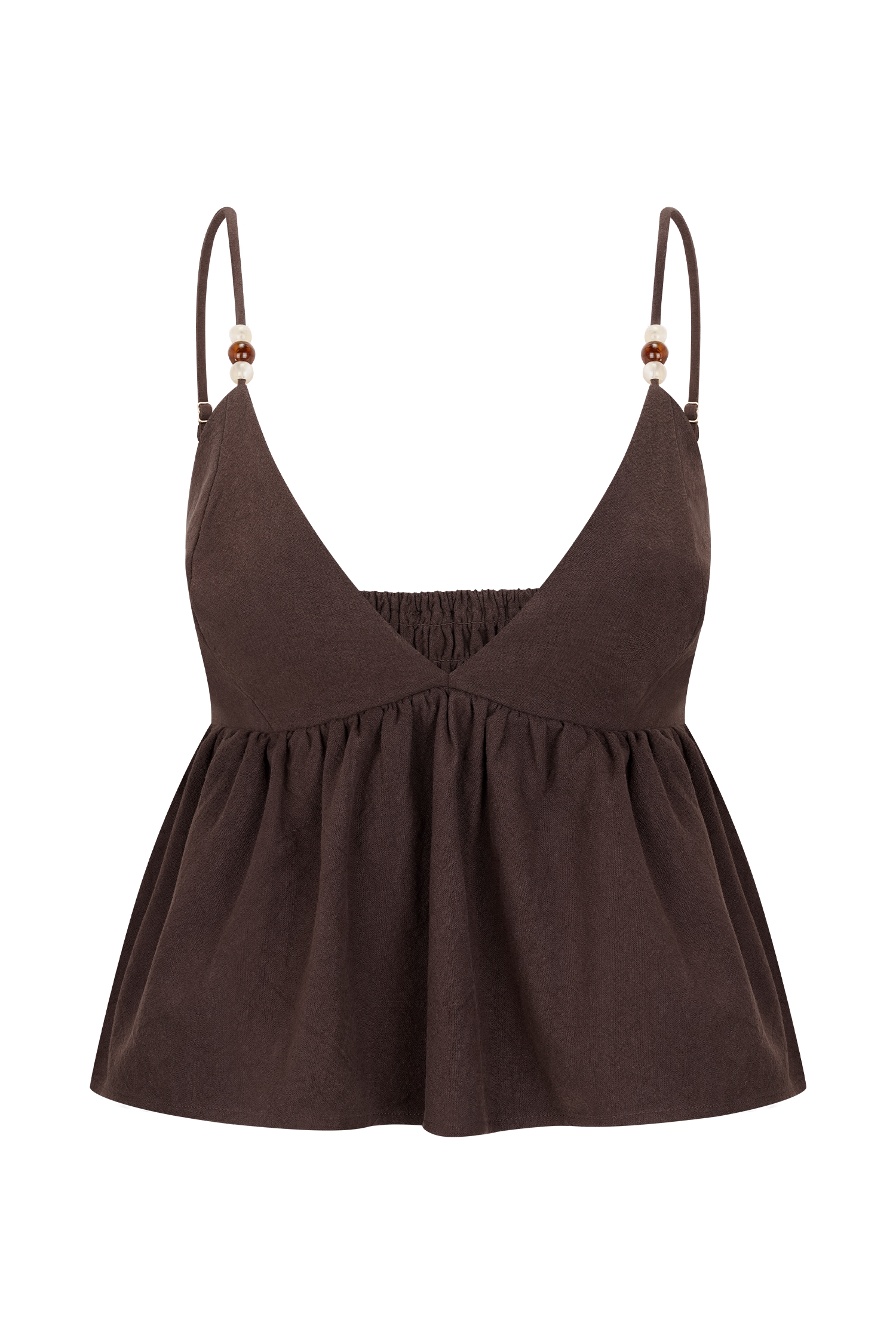 Janayia Cotton Beaded Top - Dark Espresso #9