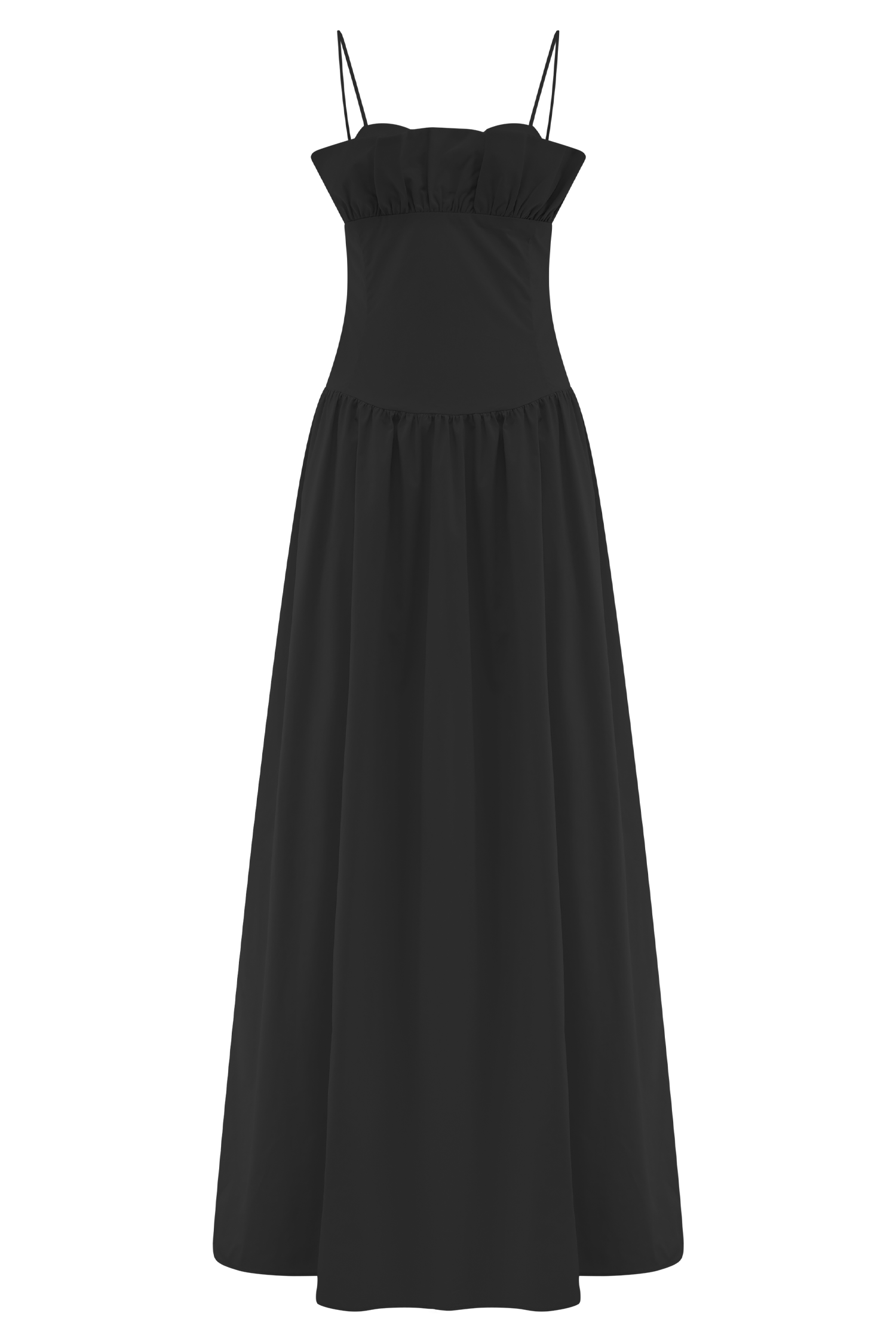 Janis Cotton Frill Maxi Dress - Black | MESHKI UK Janis Cotton Frill Maxi Dress - Black | MESHKI UK
