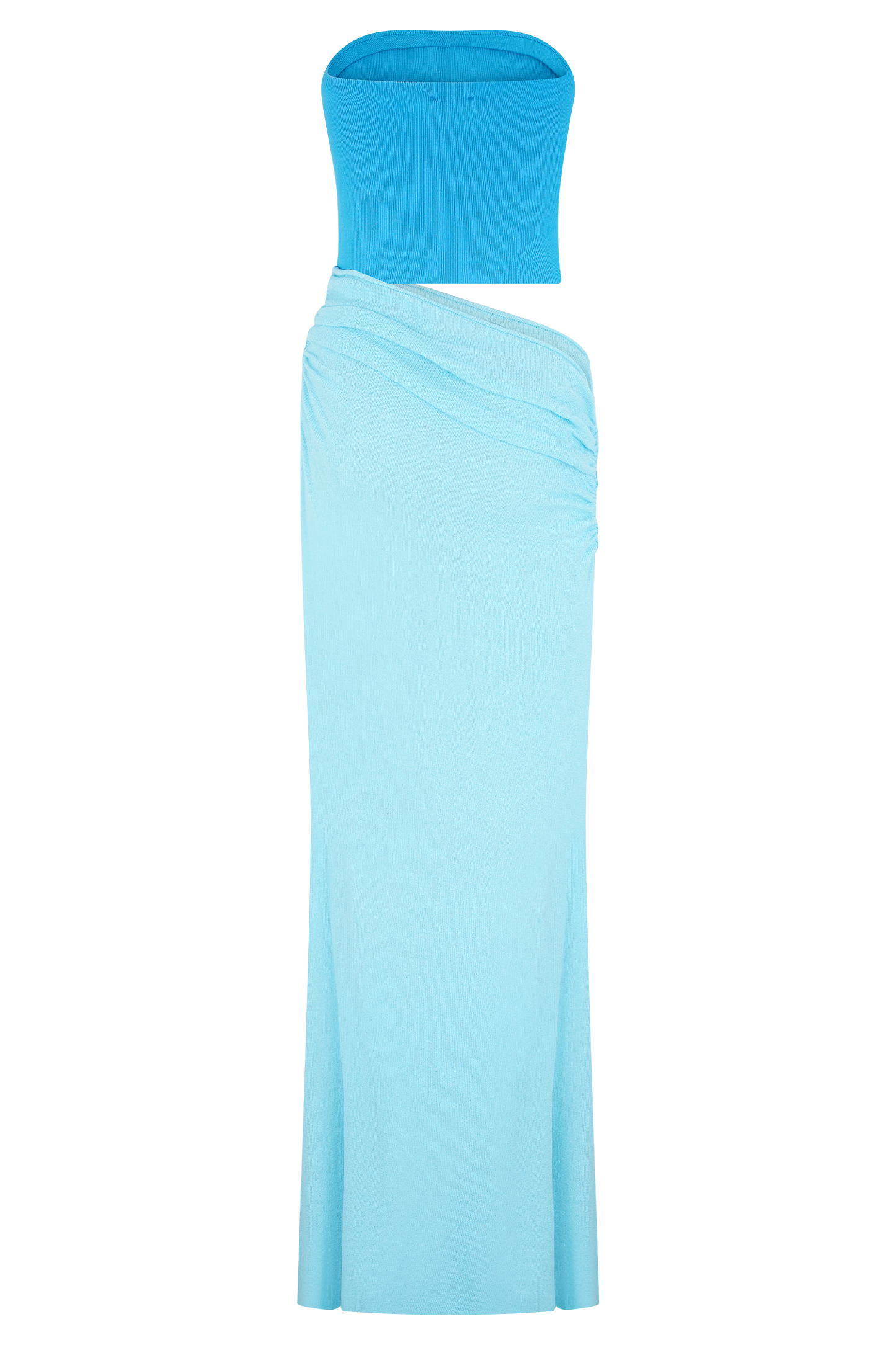 Jasiel Strapless Knit Maxi Dress - Cyan Blue