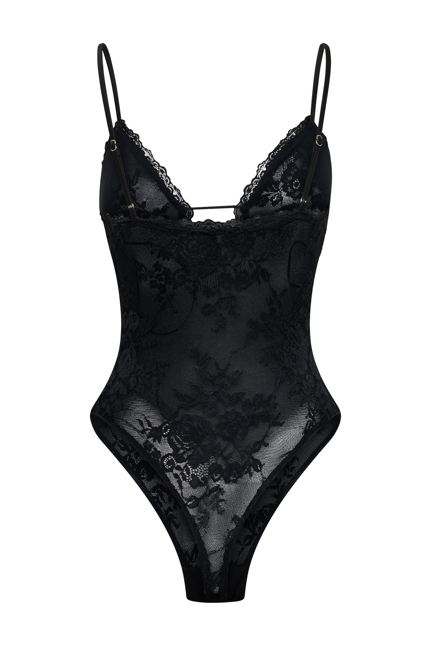 Jasper Sheer Plunge Lace Bodysuit - Black #6