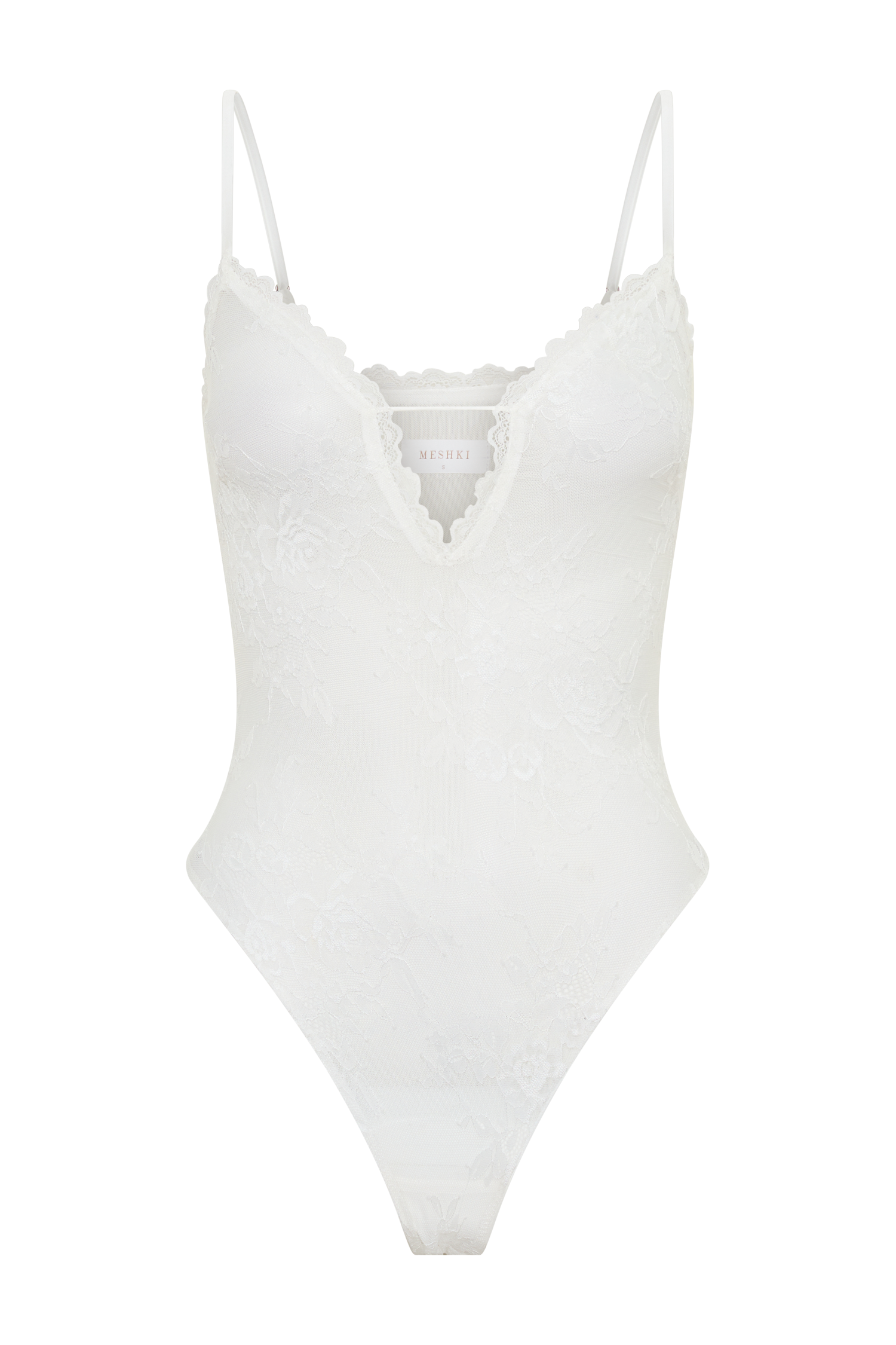 Jasper Sheer Plunge Lace Bodysuit - Ivory #8