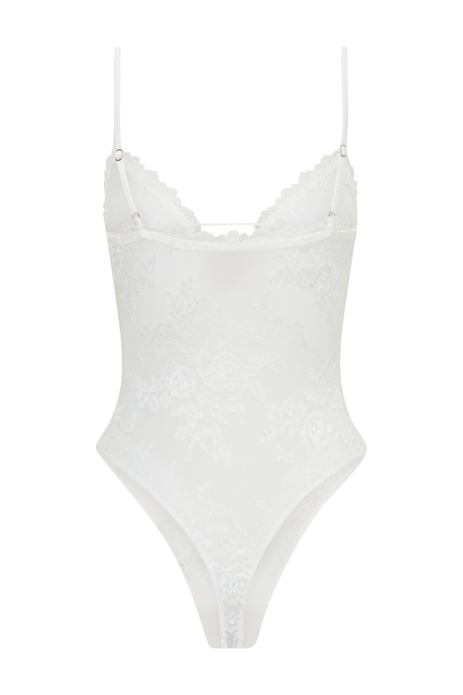 Jasper Sheer Plunge Lace Bodysuit - Ivory #7