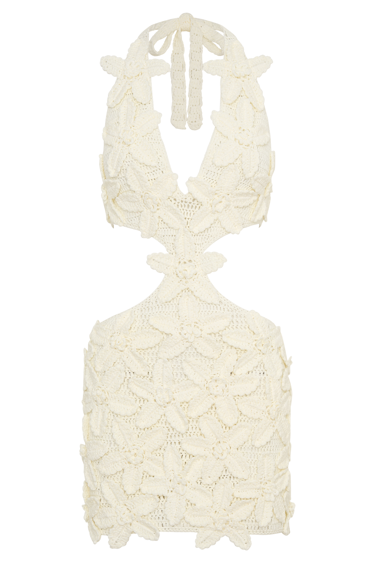 Jaylene Floral Crochet Mini Dress - White