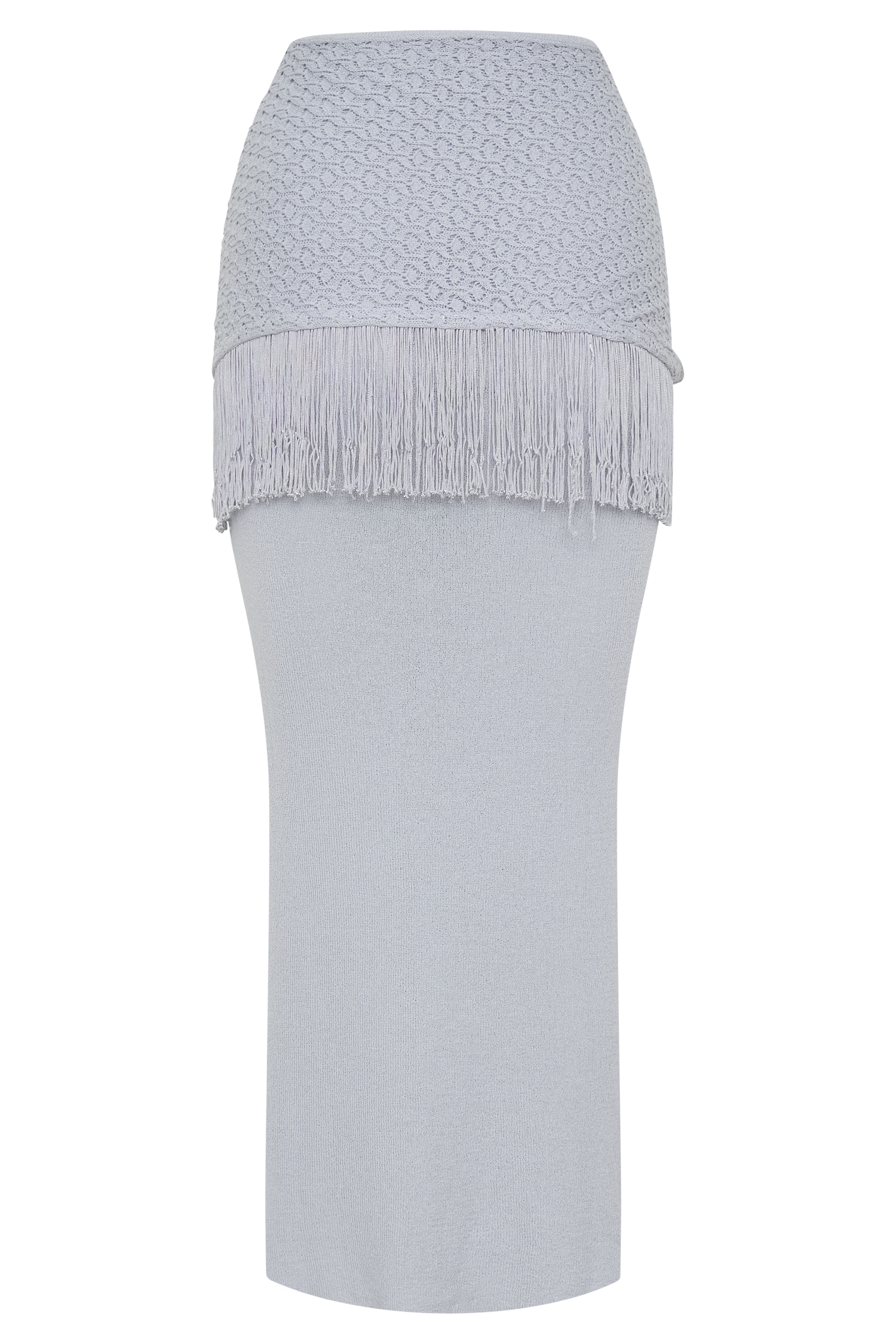 Jaytee Knit Maxi Skirt With Fringe Tie - Sky Blue #10
