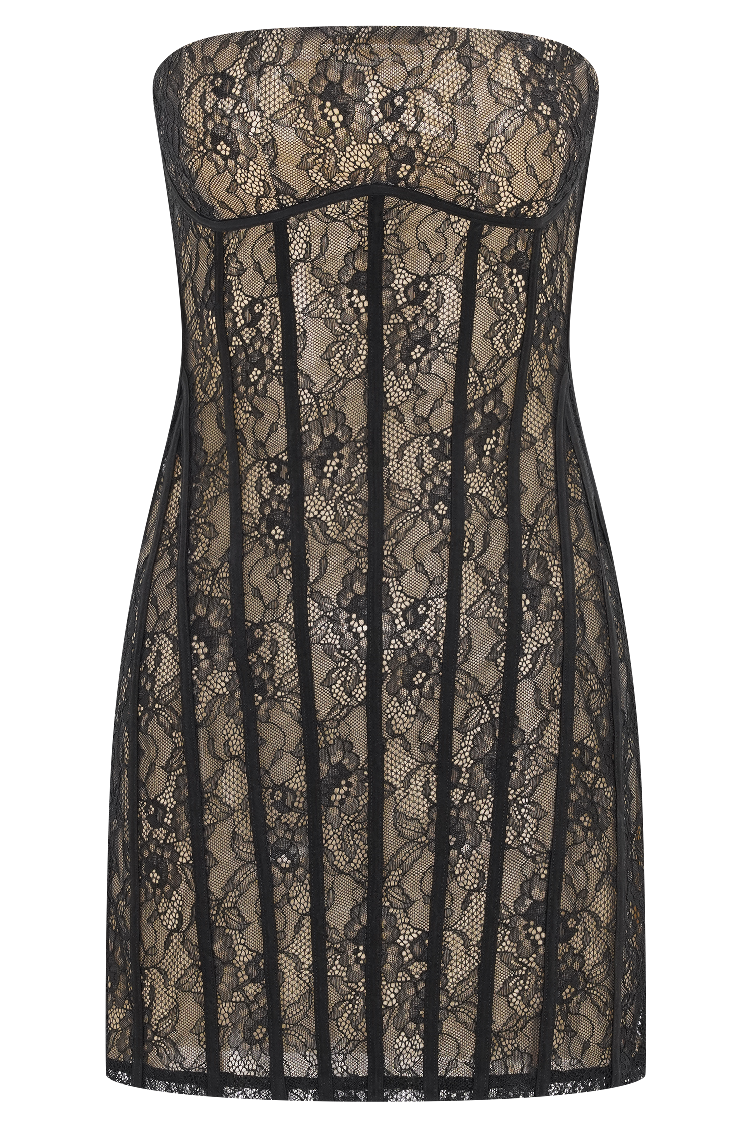 Jeannette Panelled Lace Mini Dress - Black #9