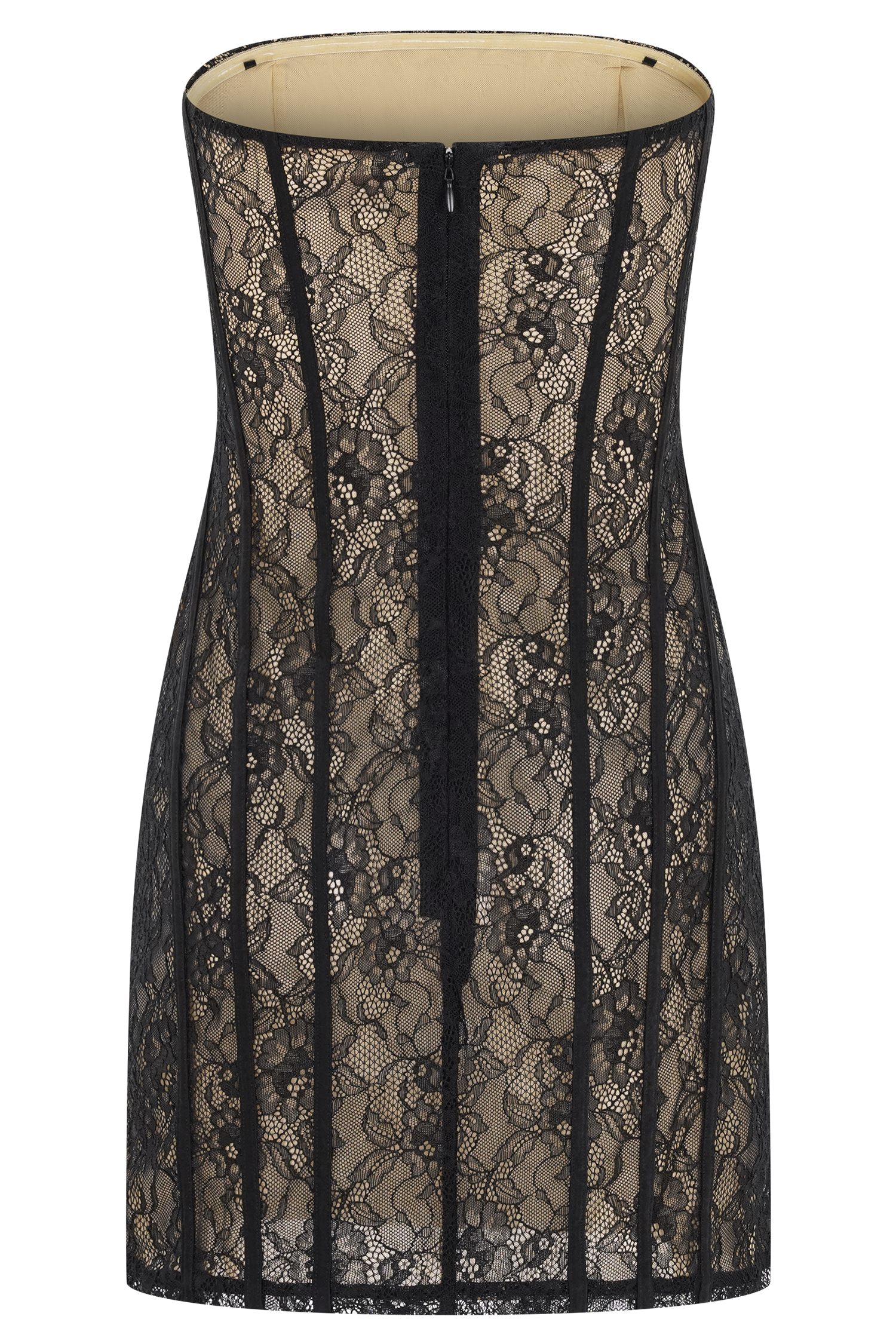 Jeannette Panelled Lace Mini Dress - Black #8