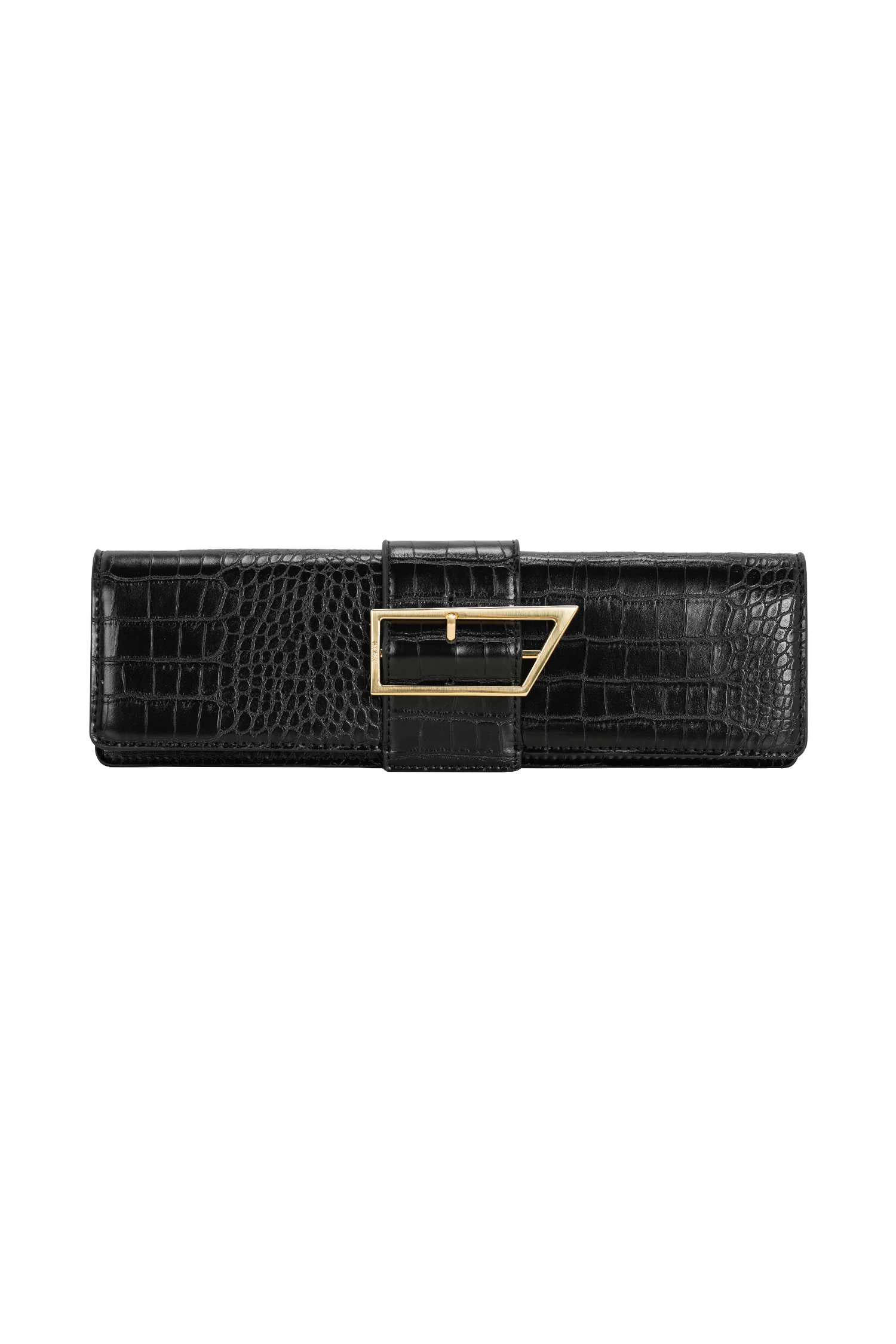 Jessica Faux Leather Crocodile Clutch - Black #6