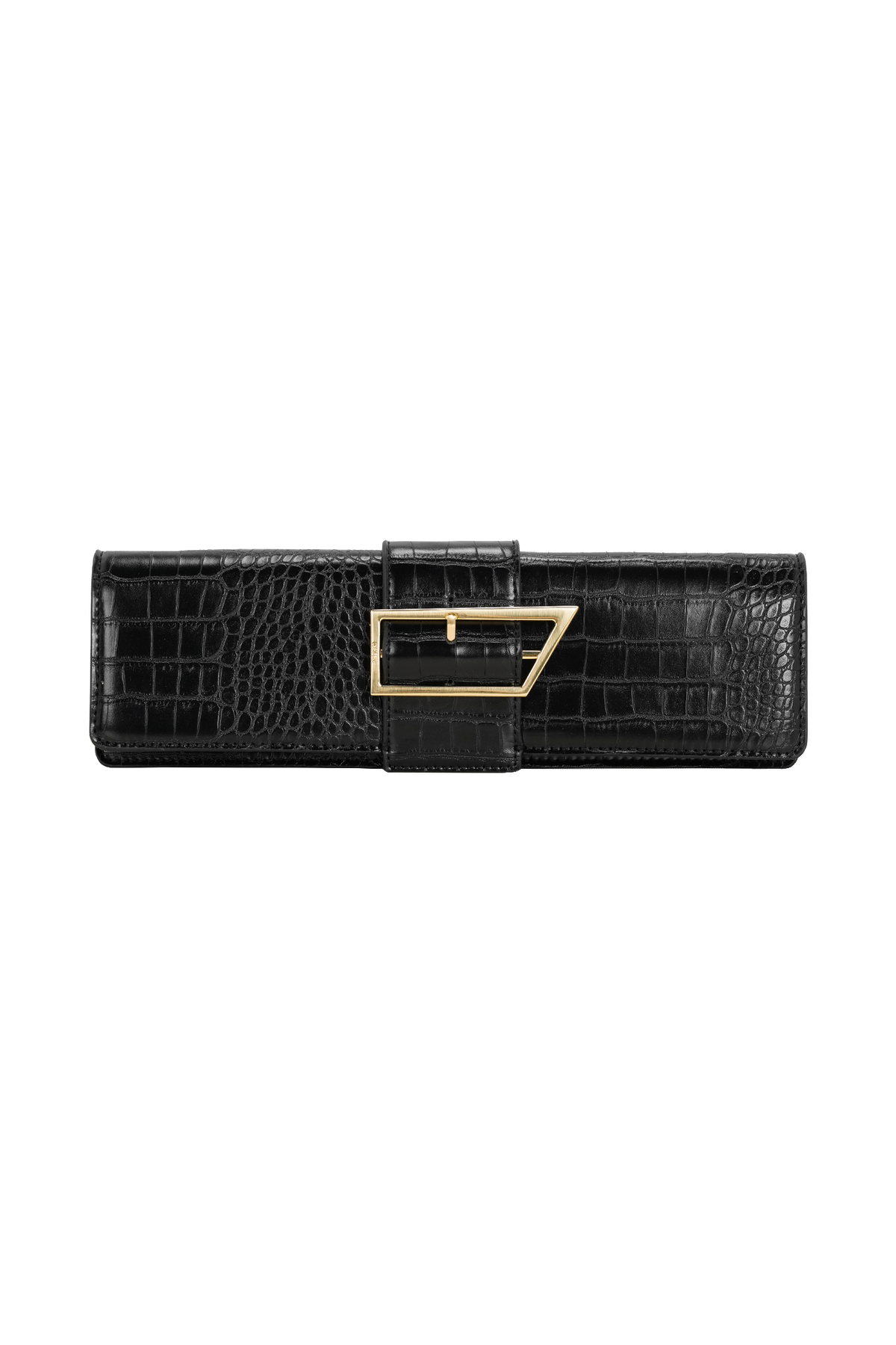 Jessica Faux Leather Crocodile Clutch - Black #6