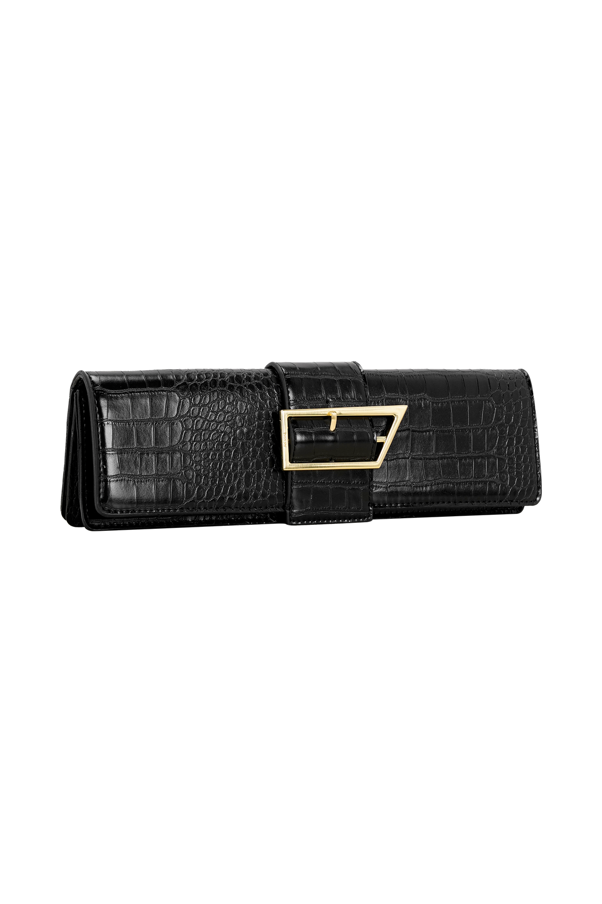 Jessica Faux Leather Crocodile Clutch - Black #7