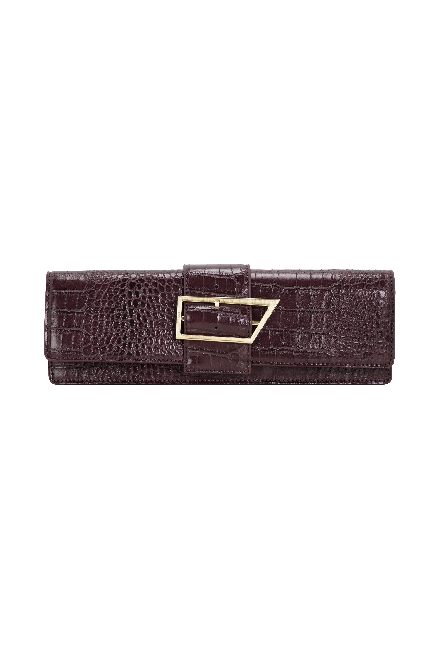 Jessica Faux Leather Crocodile Clutch - Burgundy #6