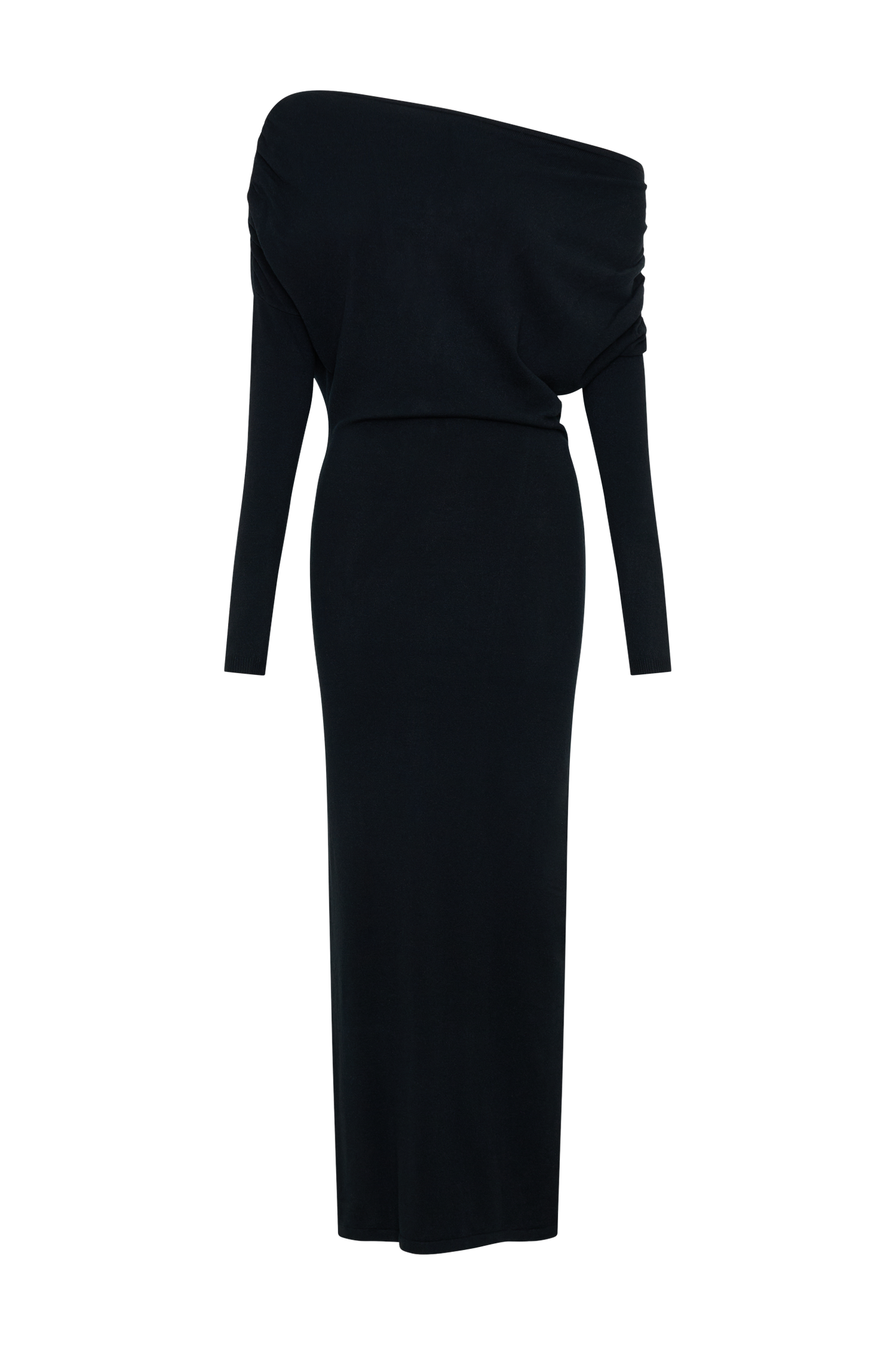 Jessie Cowl Neck Knit Midi Dress - Black