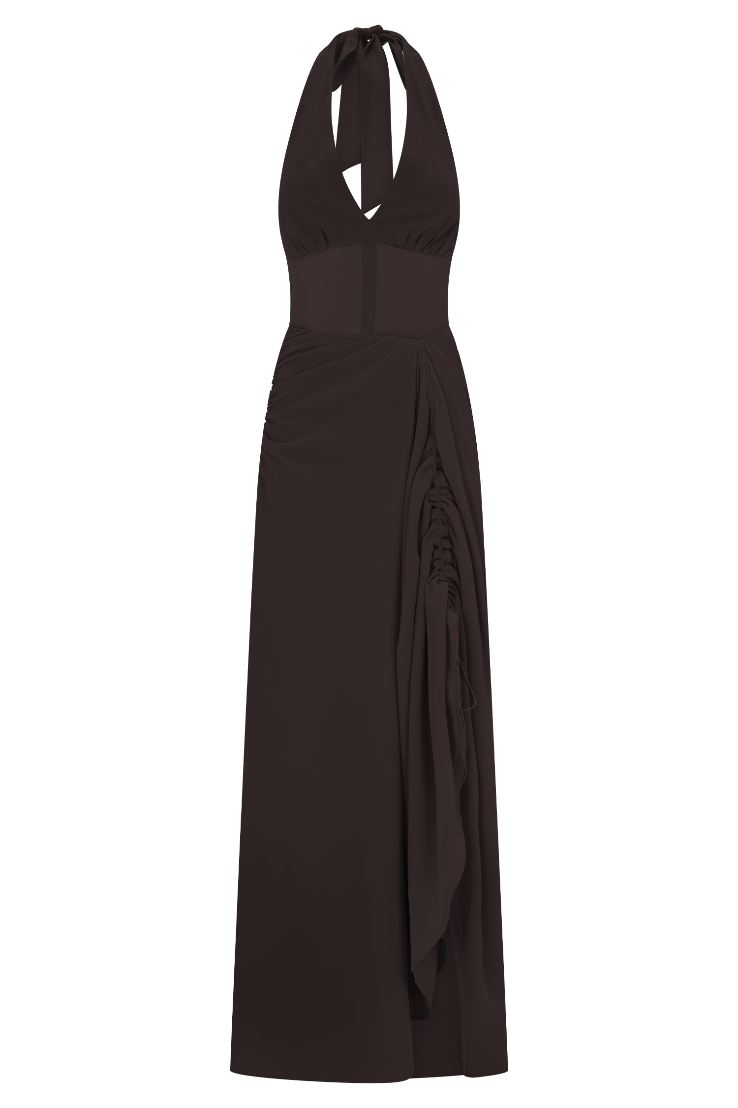 Jonna Chiffon And Mesh Maxi Dress - Dark Chocolate #8
