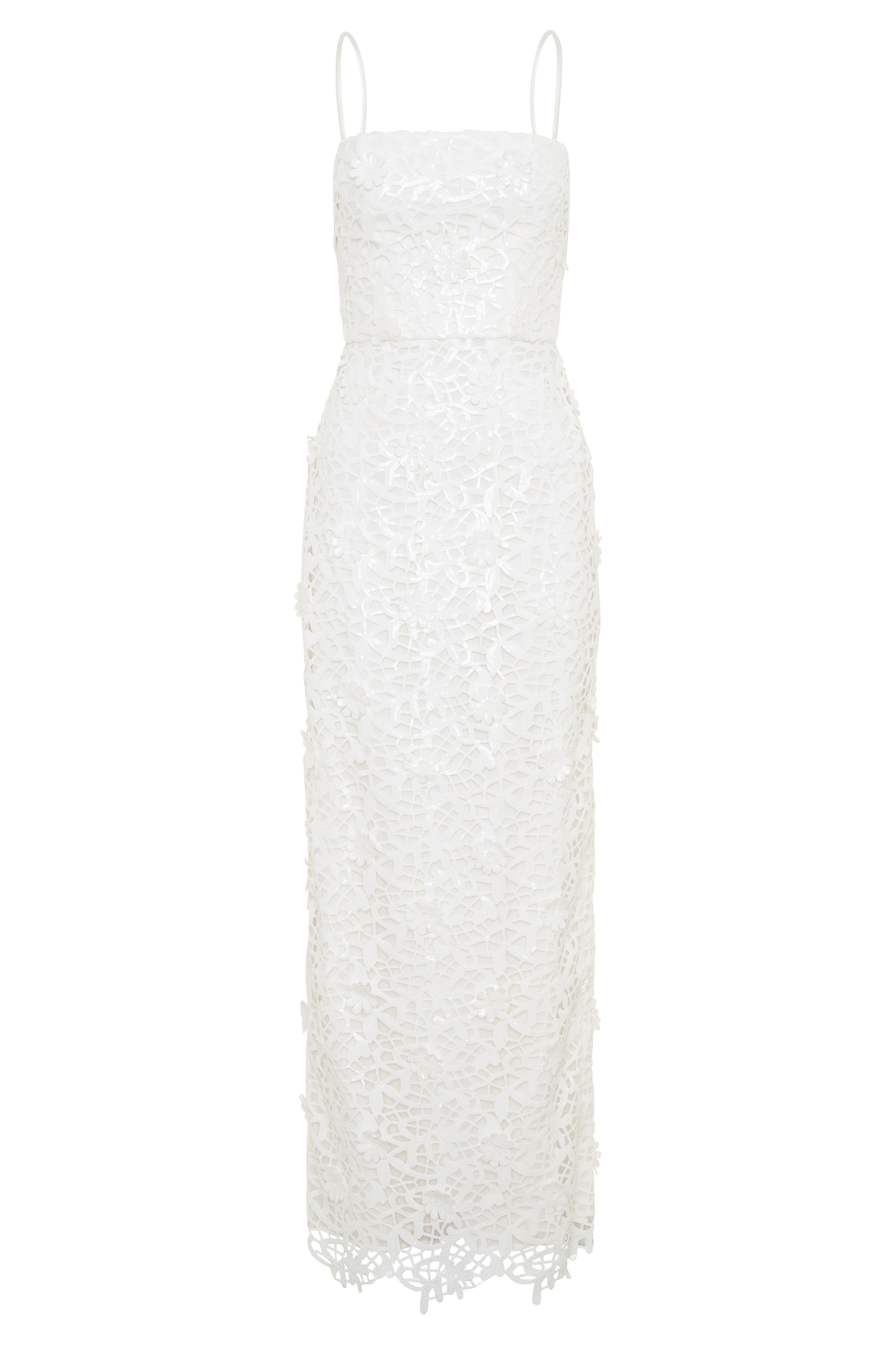 Josefa Sequin Lace Maxi Dress - White #8