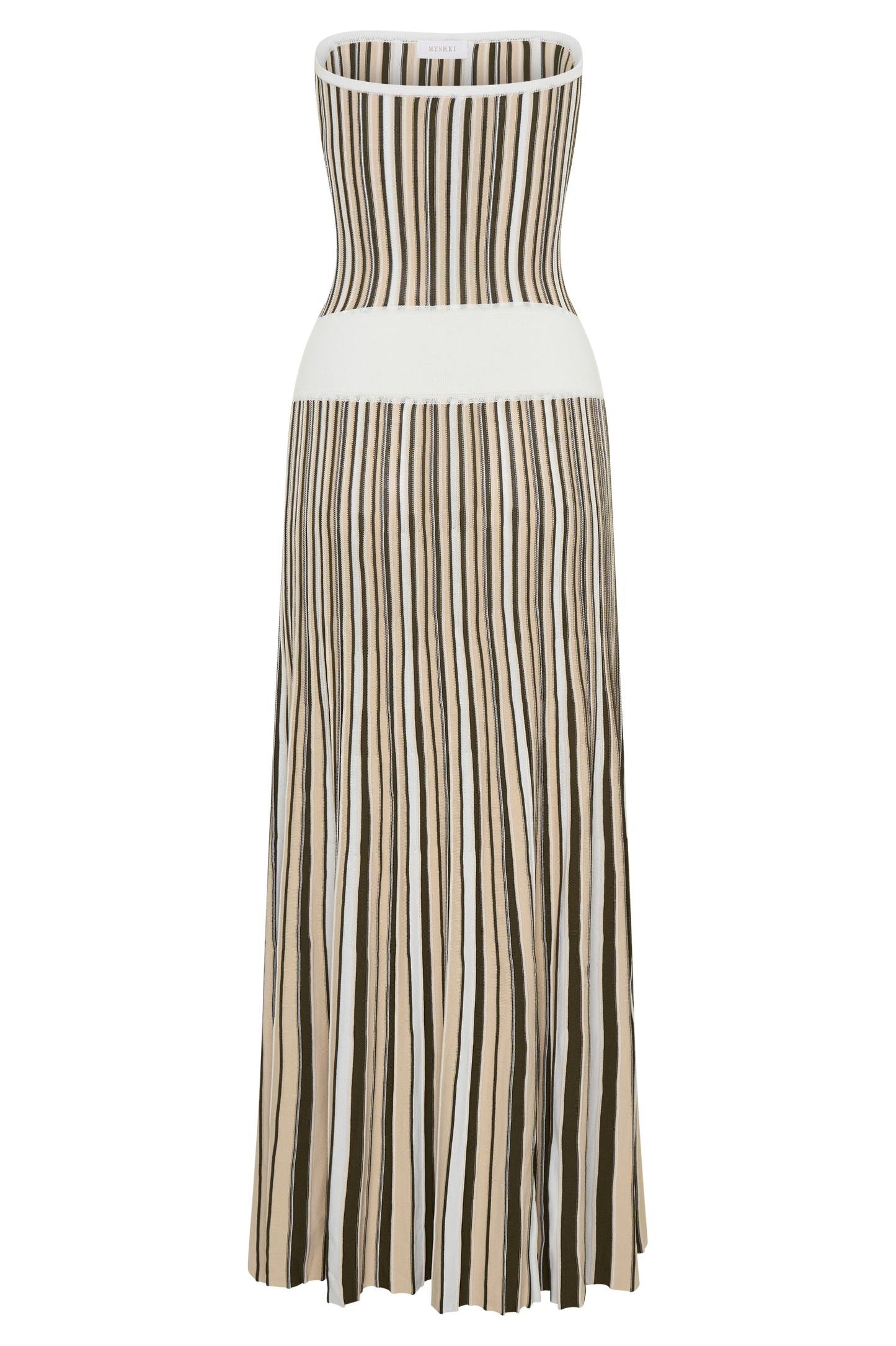 Joyce Stripe Maxi Knit Dress - Khaki/Ivory