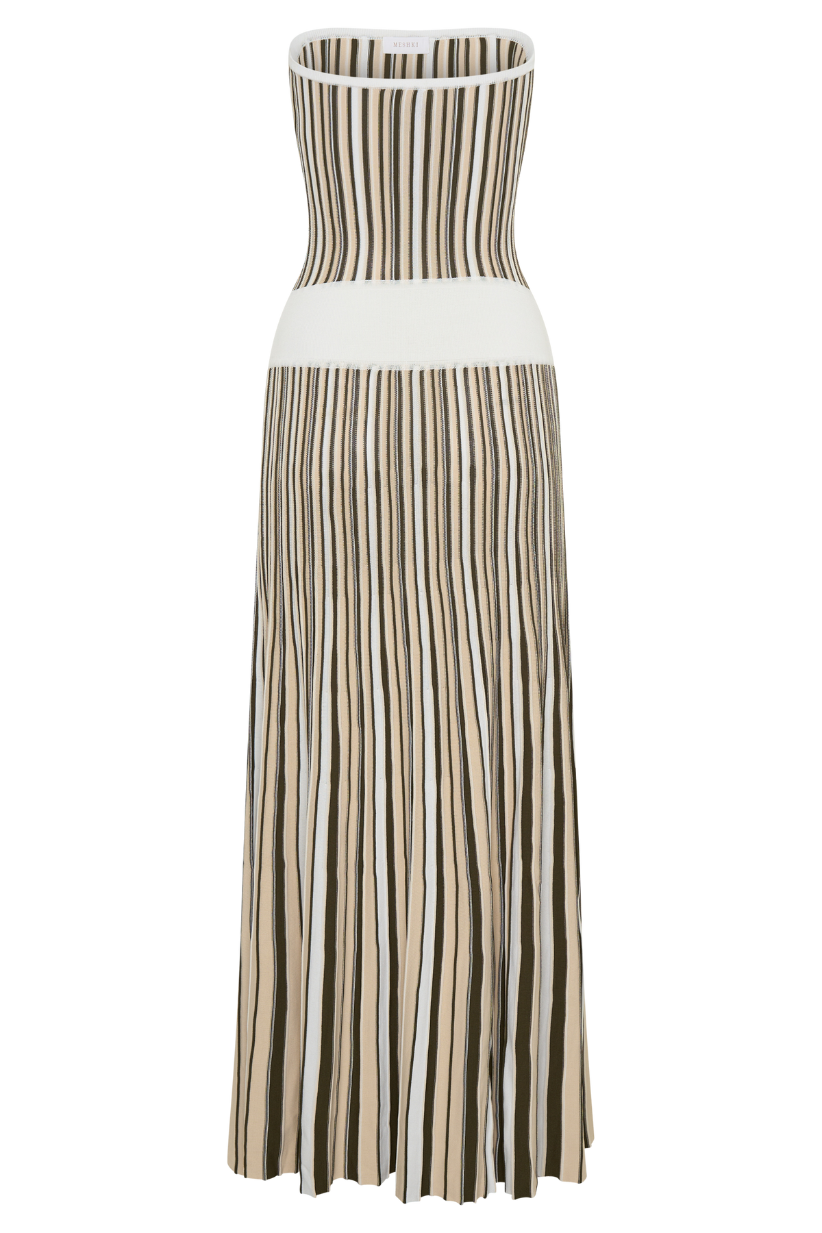 Joyce Stripe Maxi Knit Dress - Khaki/Ivory #8