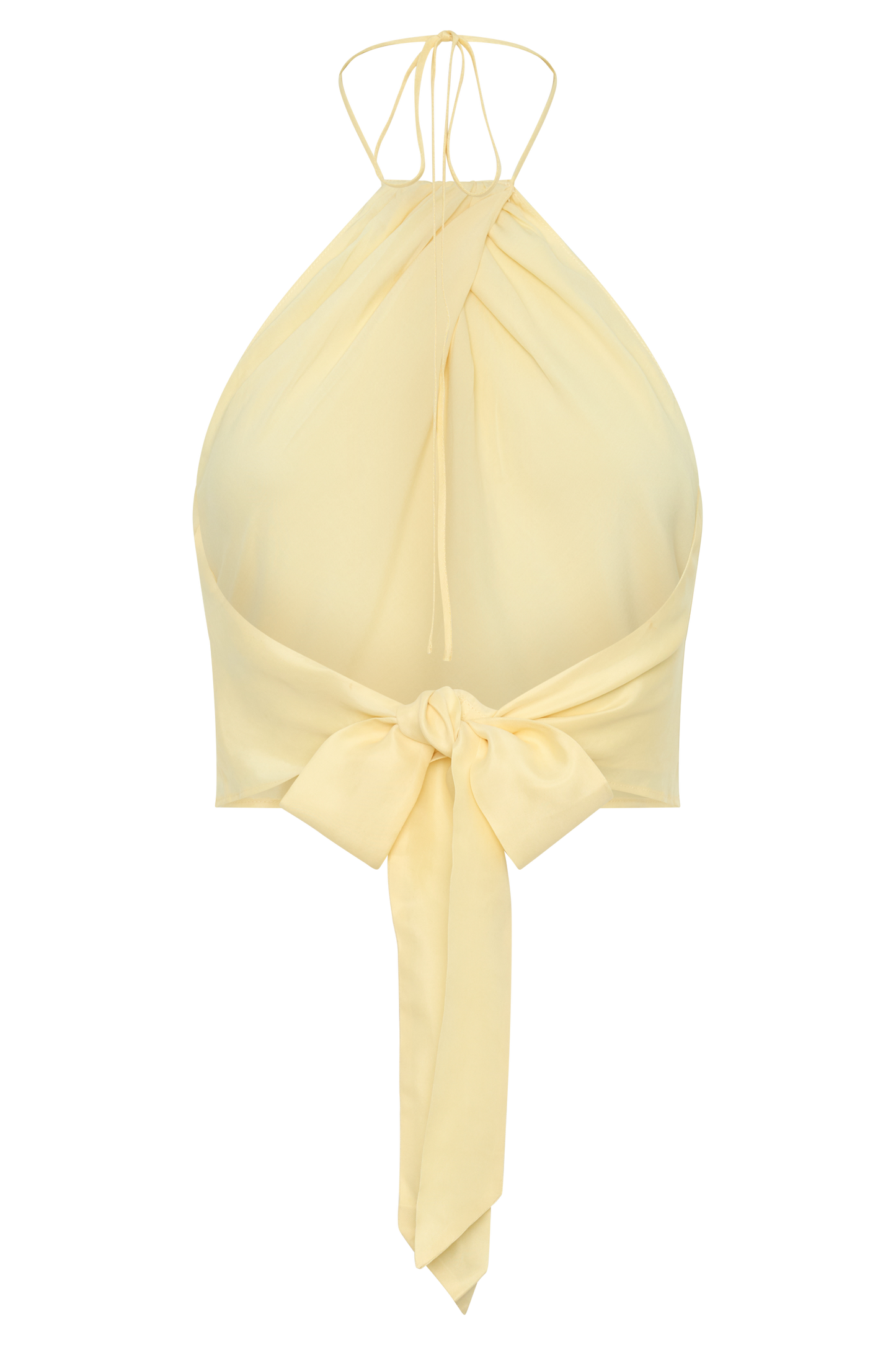 Juliana Cupro Halter Sleeveless Top - Butter