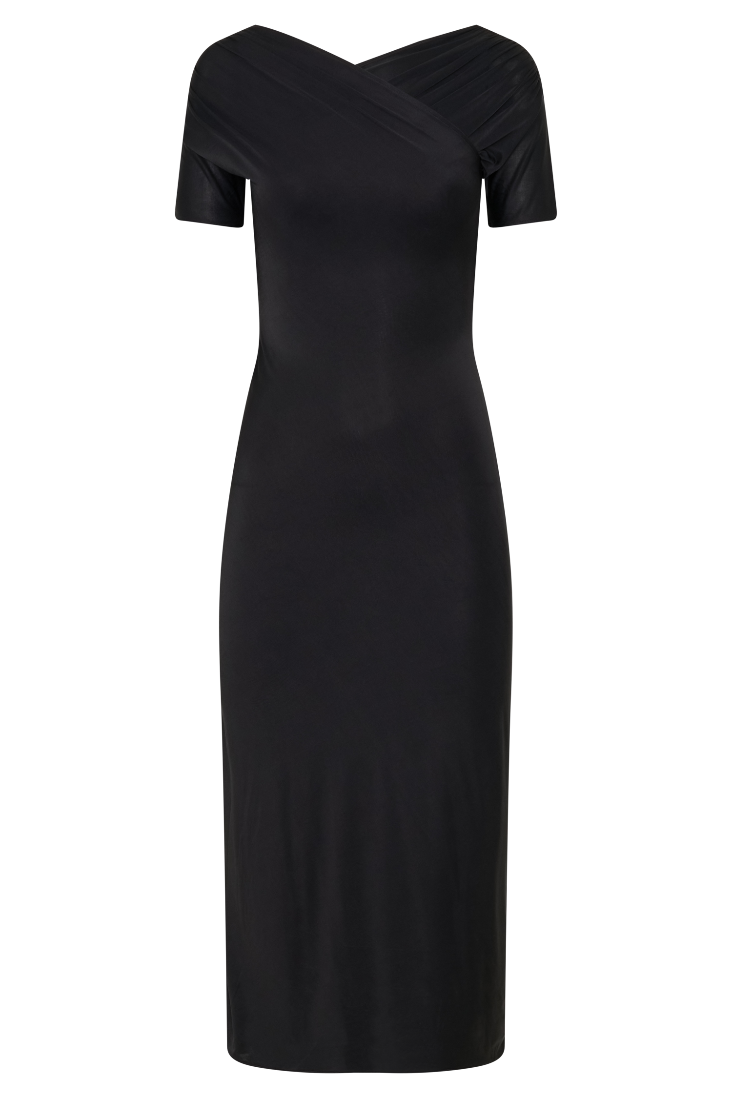 Junie Cross-Over Neck Slinky Maxi Dress - Black #9