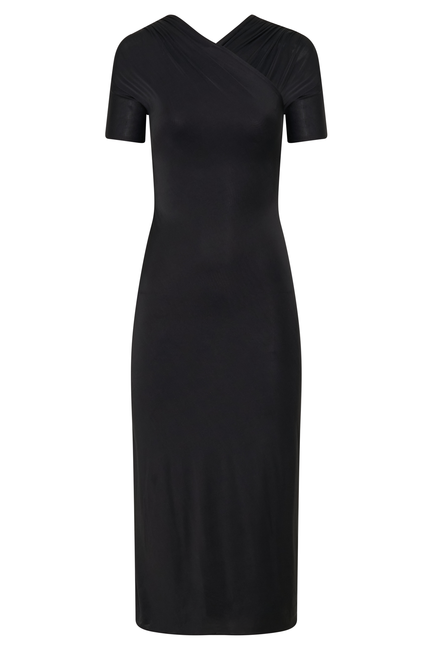Junie Cross-Over Neck Slinky Maxi Dress - Black #8