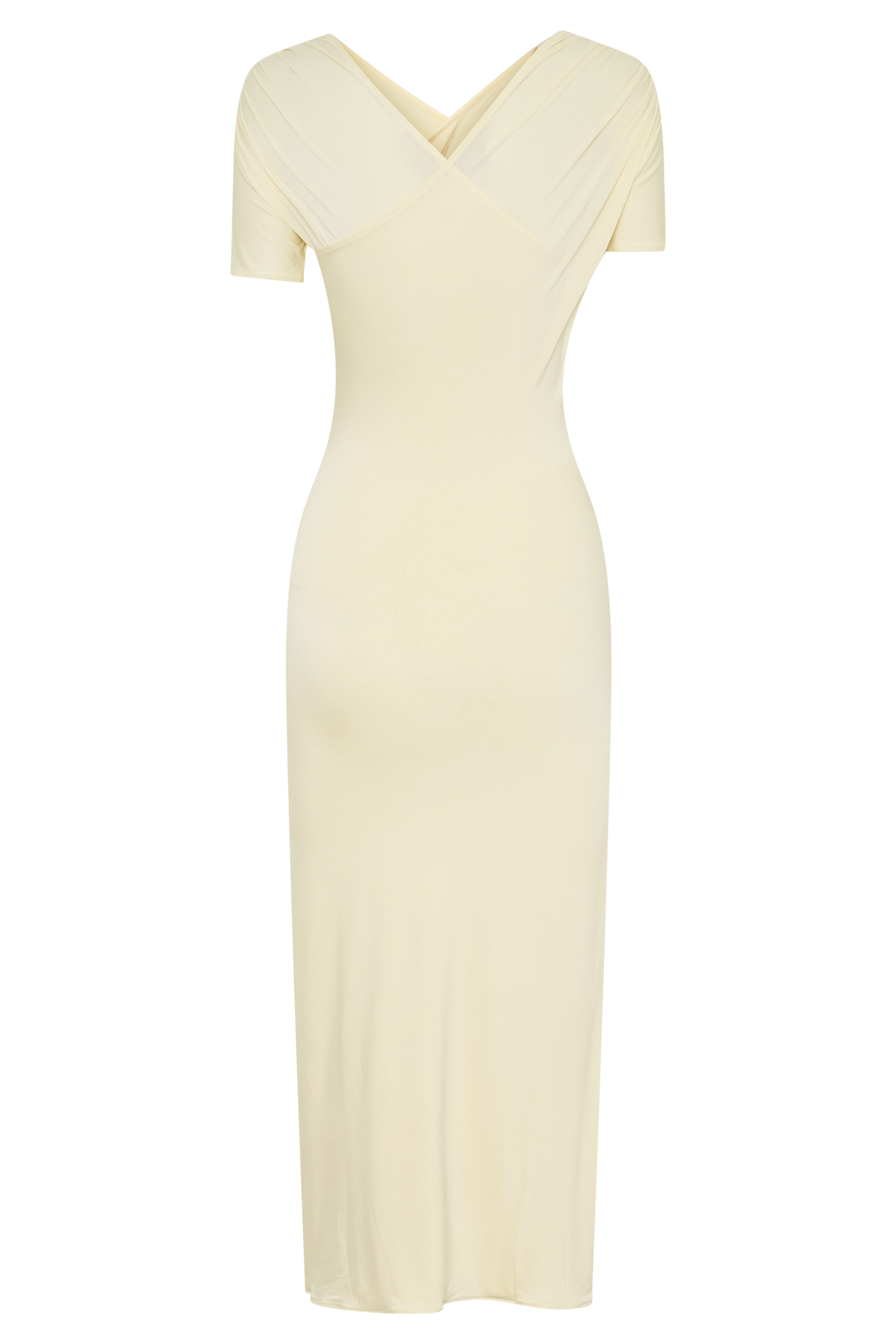 Junie Cross-Over Neck Slinky Maxi Dress - Lemon #7