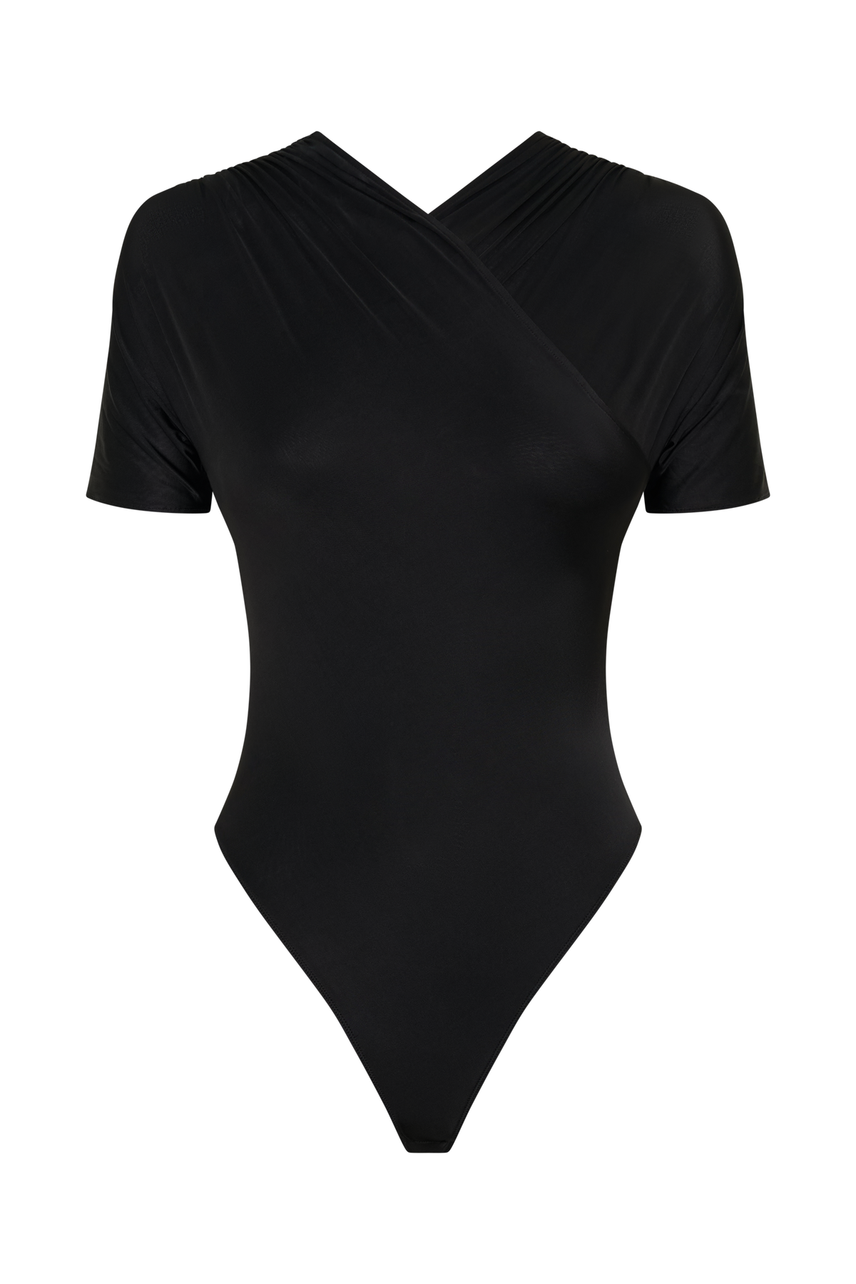 Junie Shortsleeve Cross-Over Bodysuit - Black #9