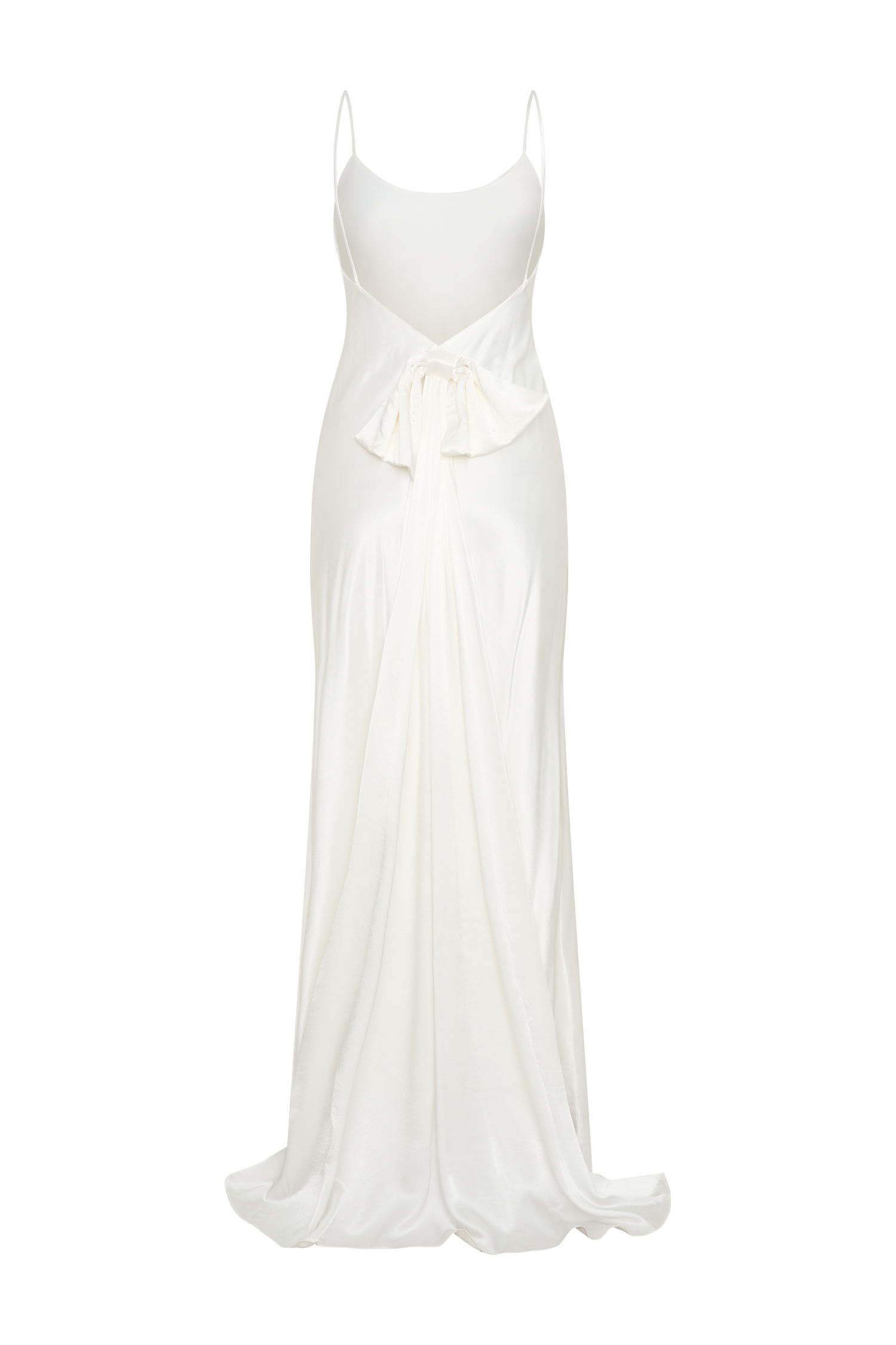 Kailey Low Back Maxi Dress With Bow Train - White #14