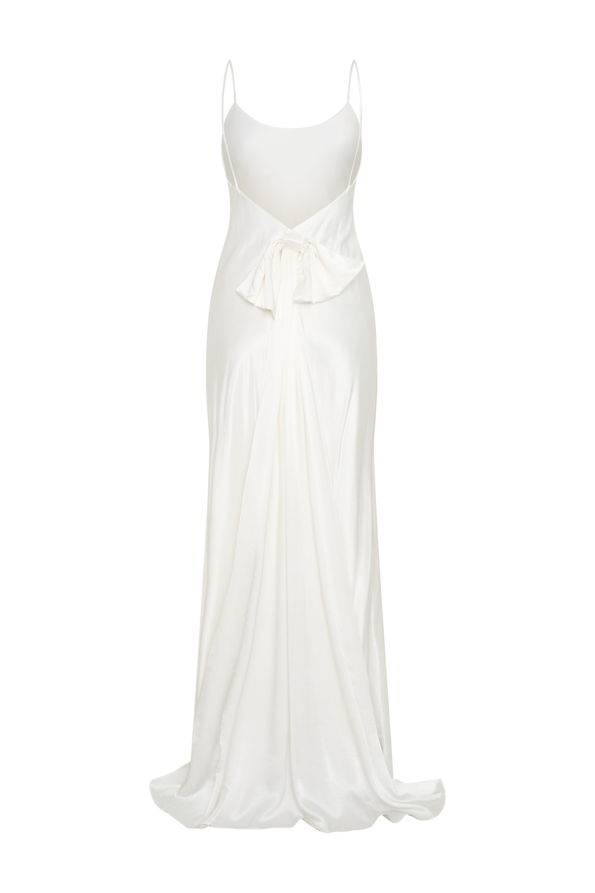 Kailey Low Back Maxi Dress With Bow Train - White #14