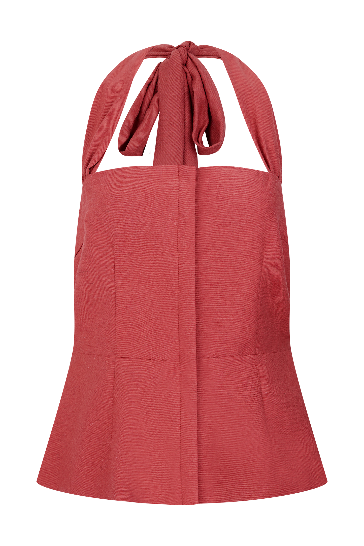 Kallie Linen Peplum Halter Top - Burnt Rose