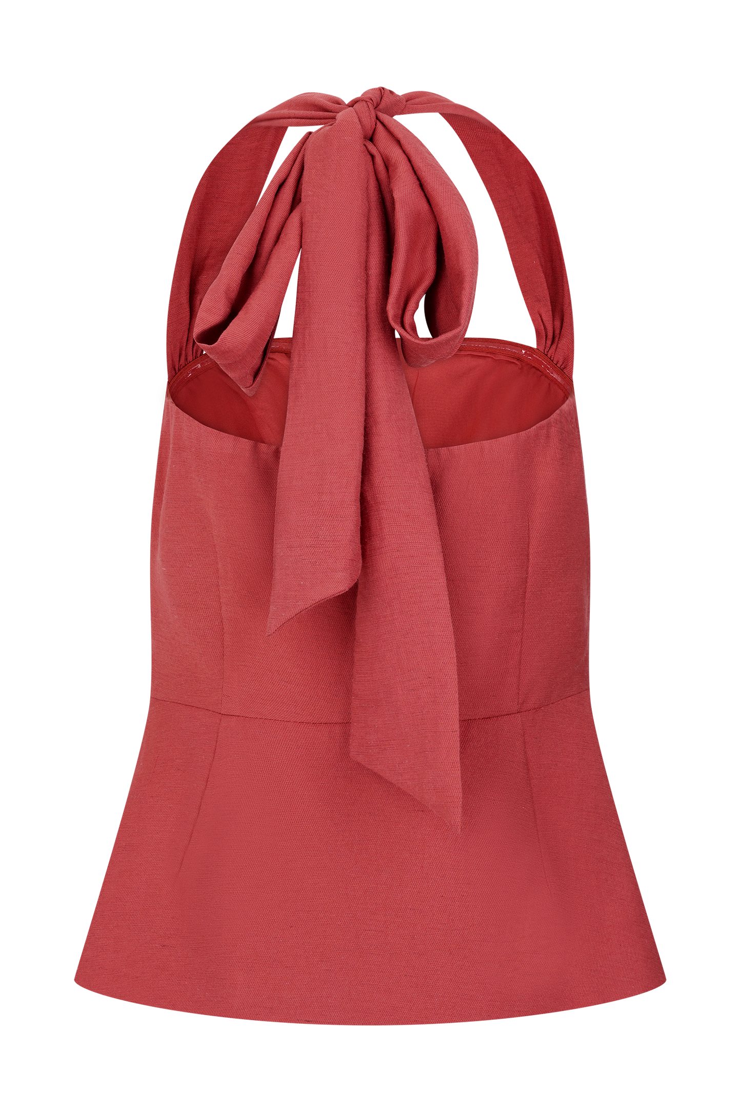 Kallie Linen Peplum Halter Top - Burnt Rose