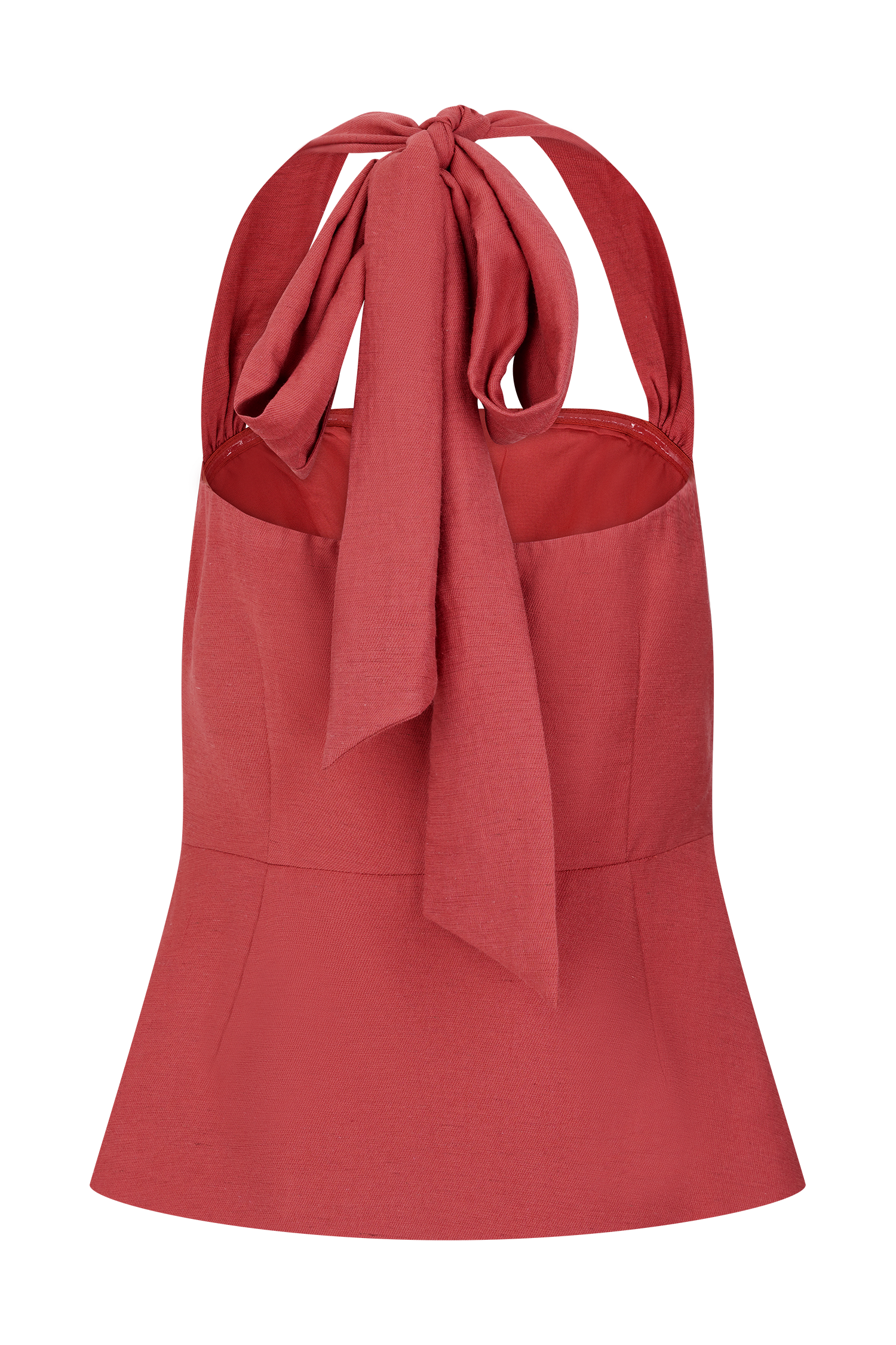 Kallie Linen Peplum Halter Top - Burnt Rose #8