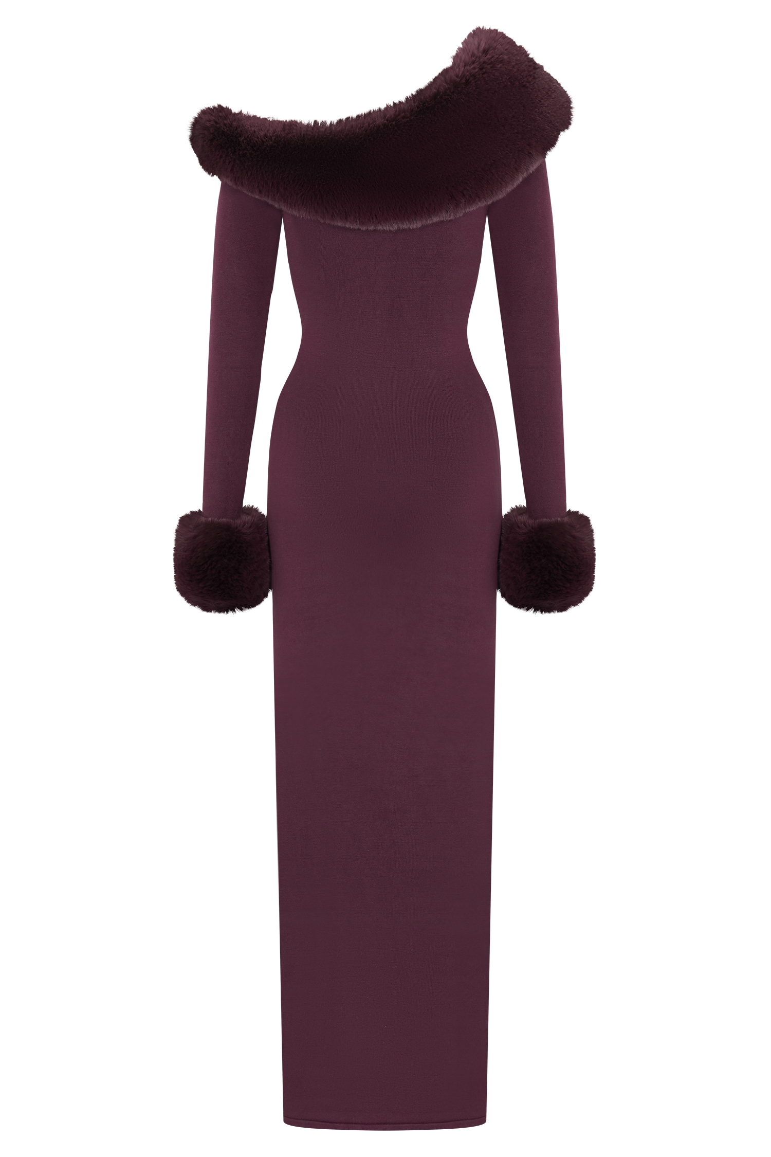 Karleigh Faux Fur Knit Maxi Dress - Plum #8