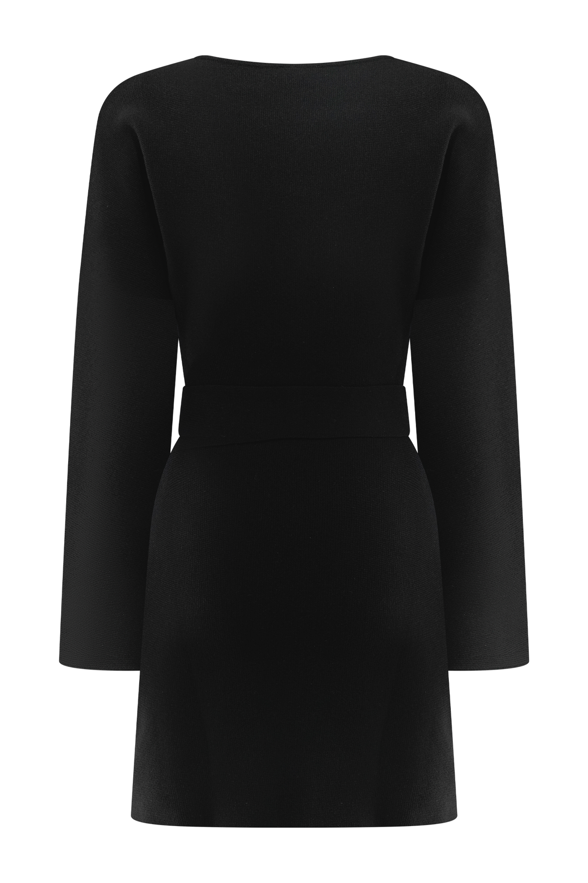 Kassie Belt Tie Knit Mini Dress - Black #9
