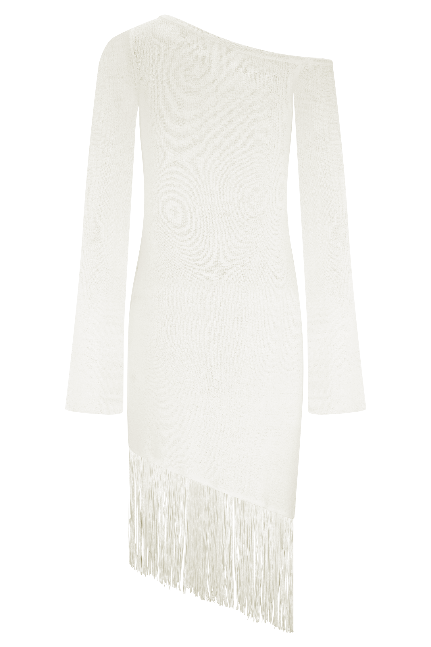 Kayden Fringe Off Shoulder Knit Mini Dress - Ivory #6